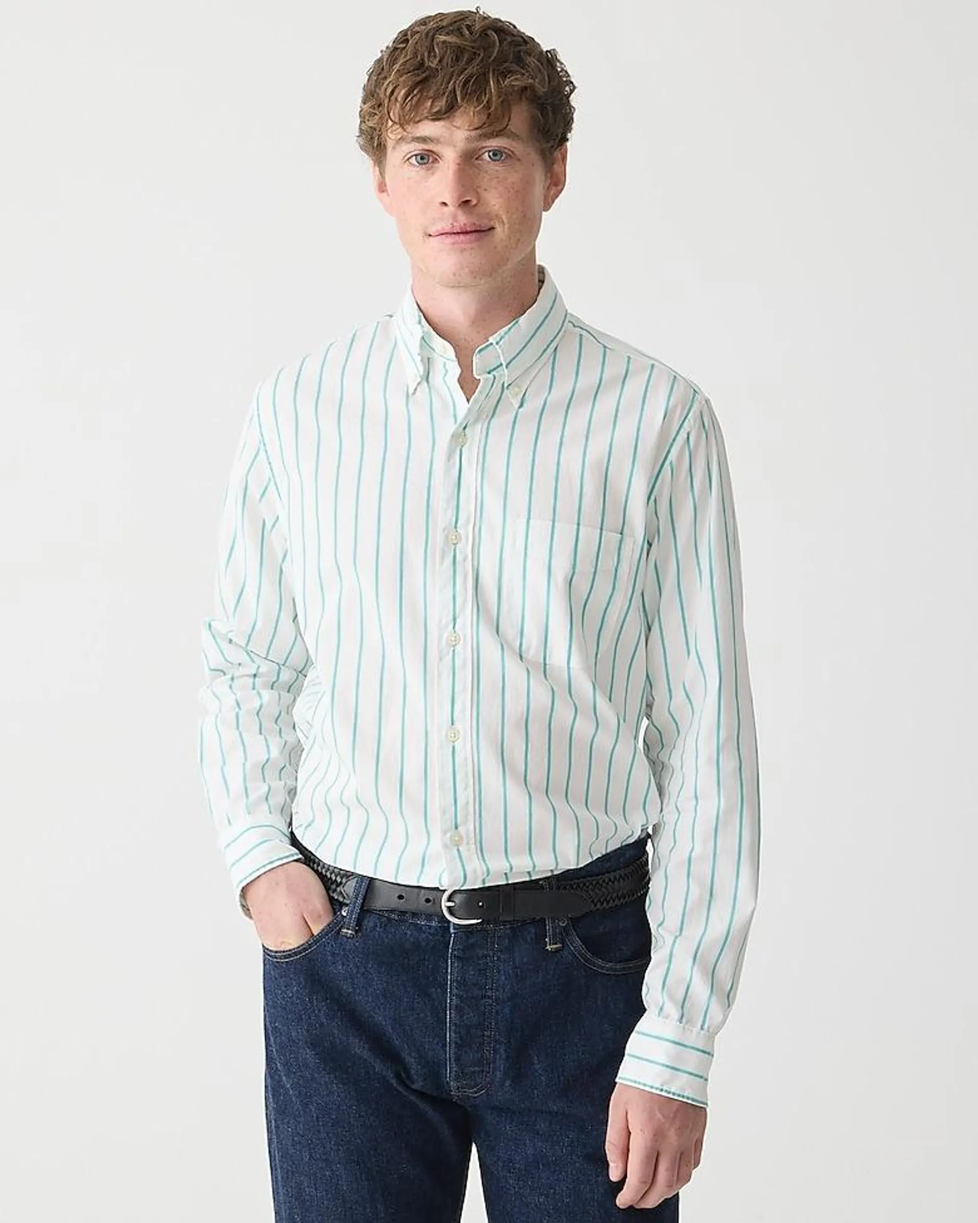 Secret Wash cotton poplin shirt in stripe