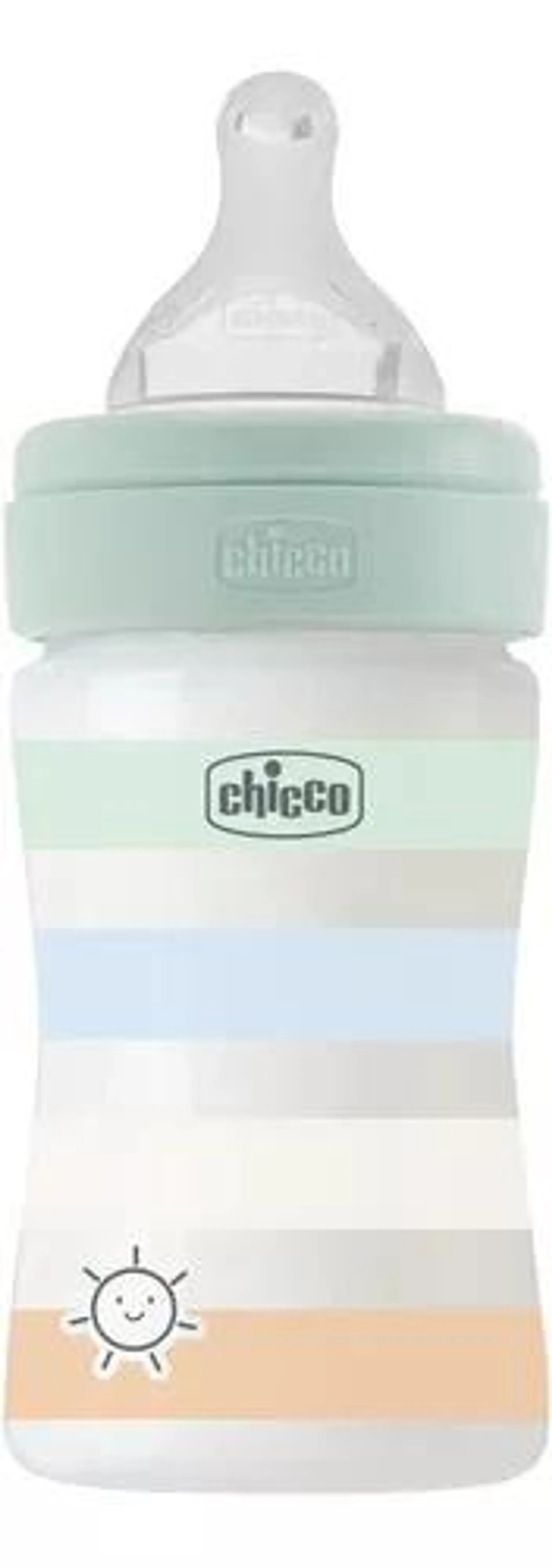 Chicco Biberón Anticólico Well Being 150 Ml Verde Rayas