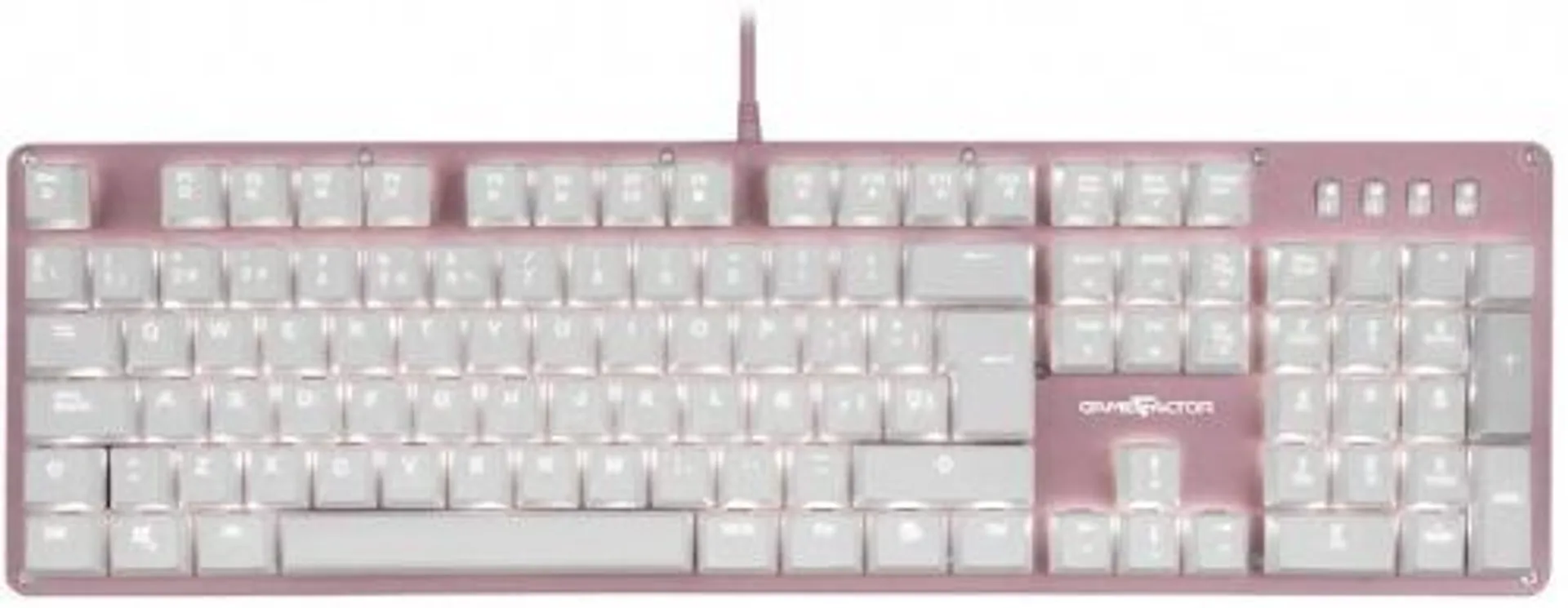 Teclado Gamer Game Factor KBG400, Teclado Mecánico, Switch KRED Blue, Alámbrico, Rosa (Español)