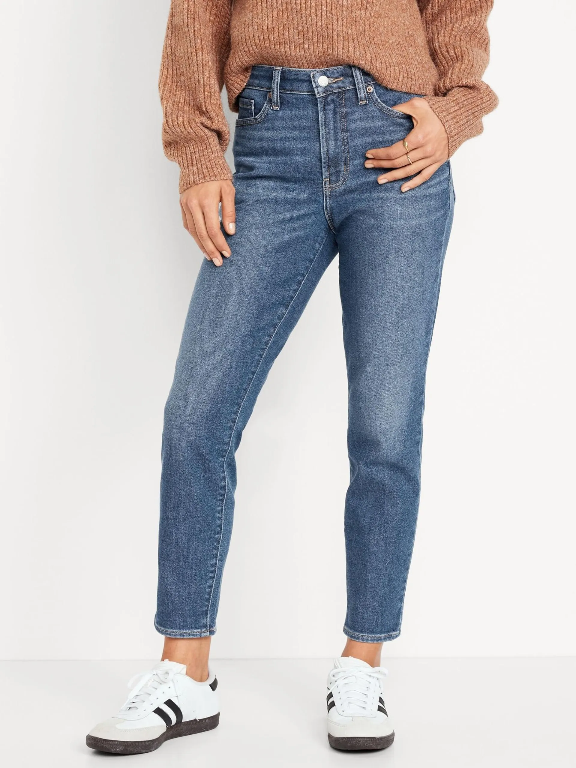 Jeans High-Waisted Built-In Warm OG Straight Ankle Old Navy para Mujer