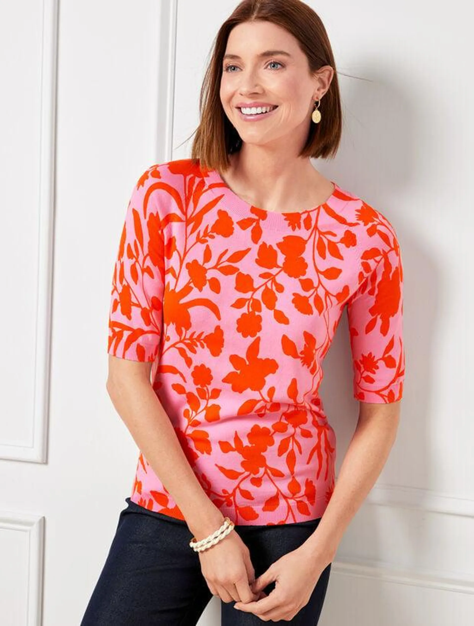 Elbow Sleeve Pullover - Silhouette Garden