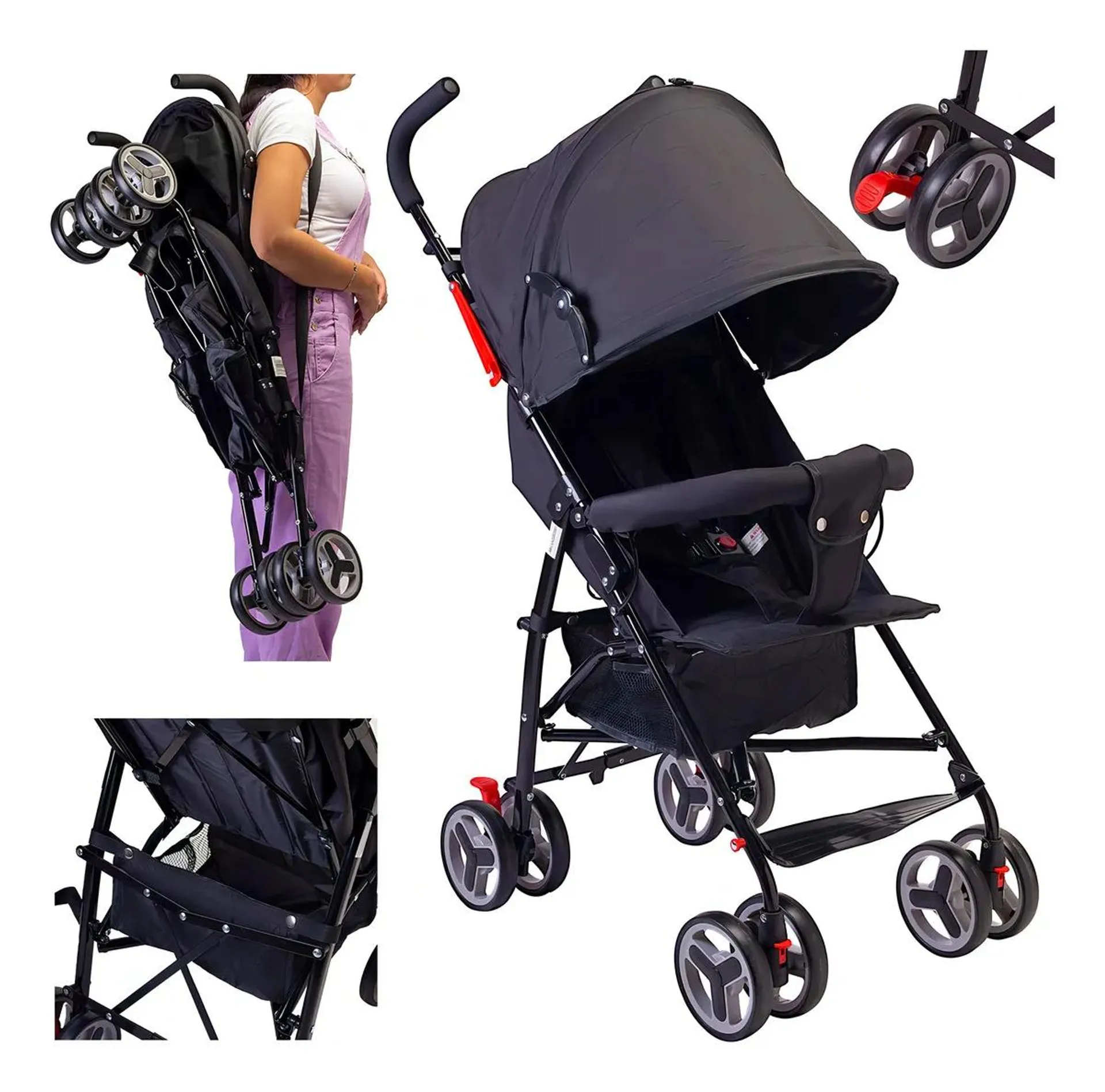CARRIOLA de baston ligera Negro