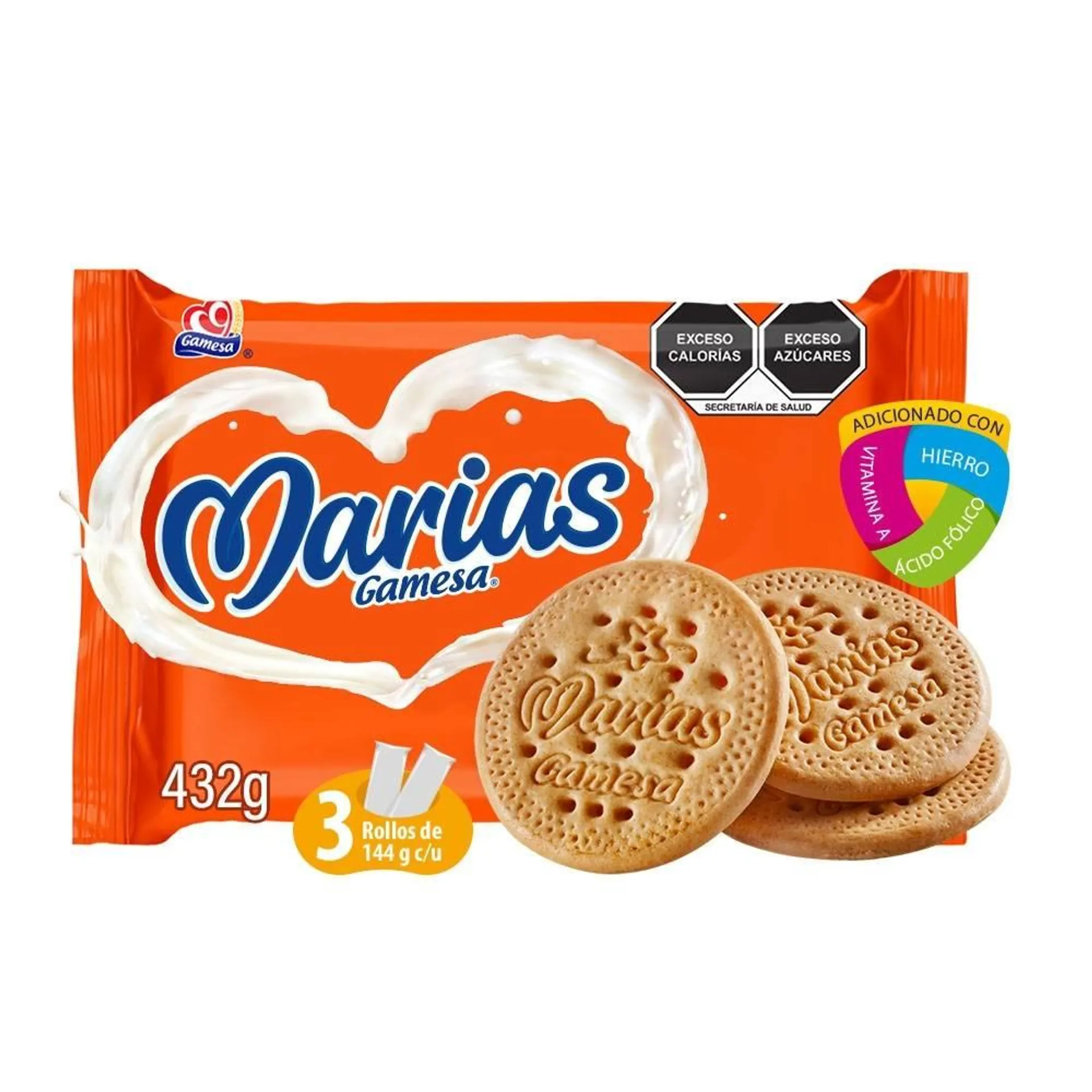 Galletas Marías Gamesa 3 rollos de 144 g c/u