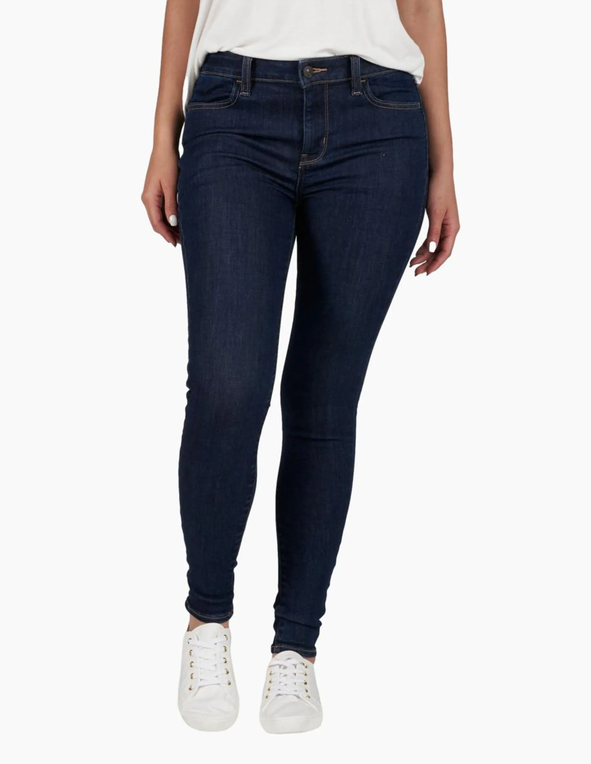 Jeans skinny American Eagle lavado obscuro corte cintura alta para mujer