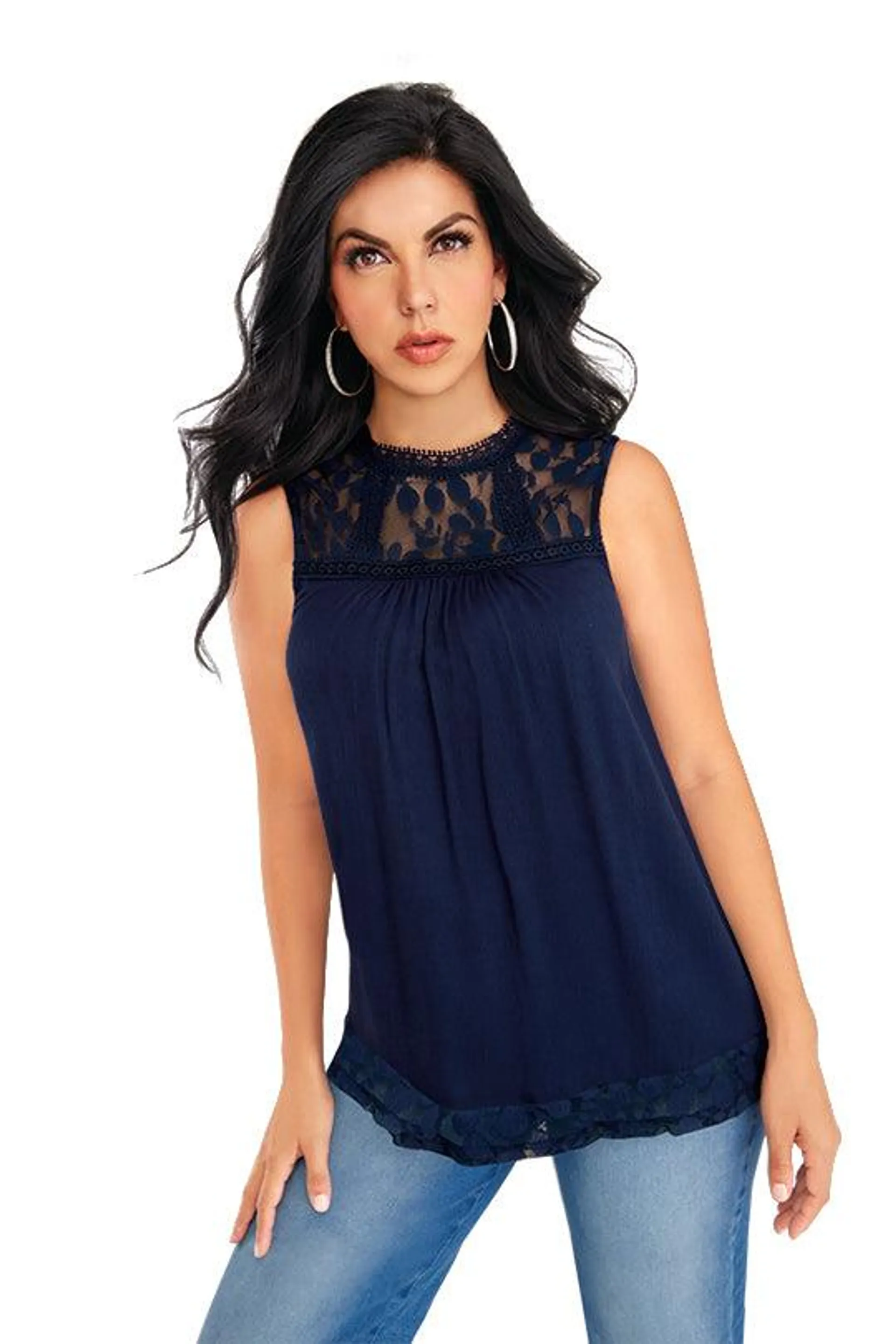 BLUSA AZUL CON BORDADO 91329