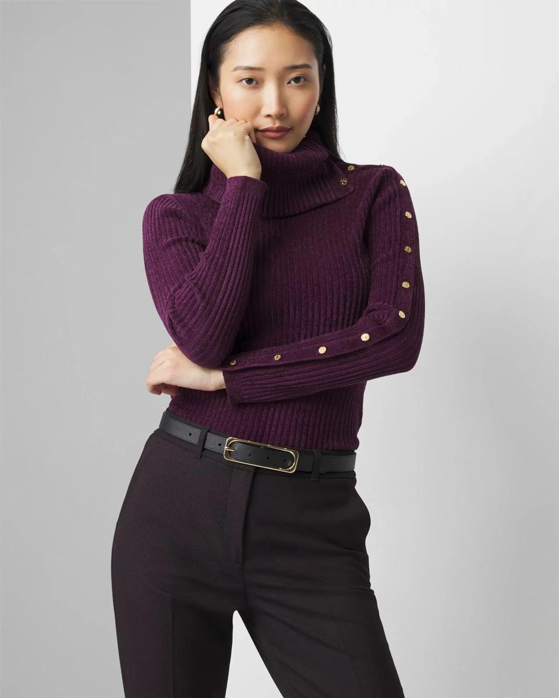 Chenille Button Sleeve Pullover