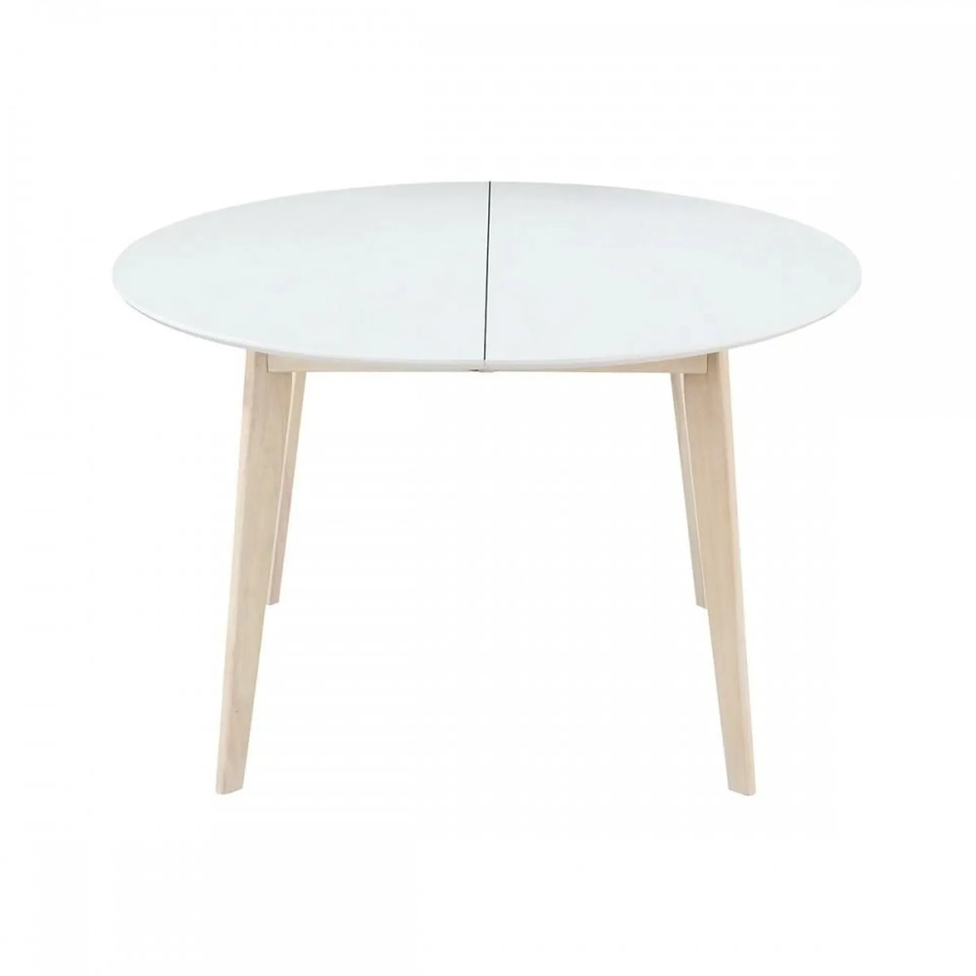 Skogn - Mesa de comedor extensible estilo nórdica con cubierta blanca