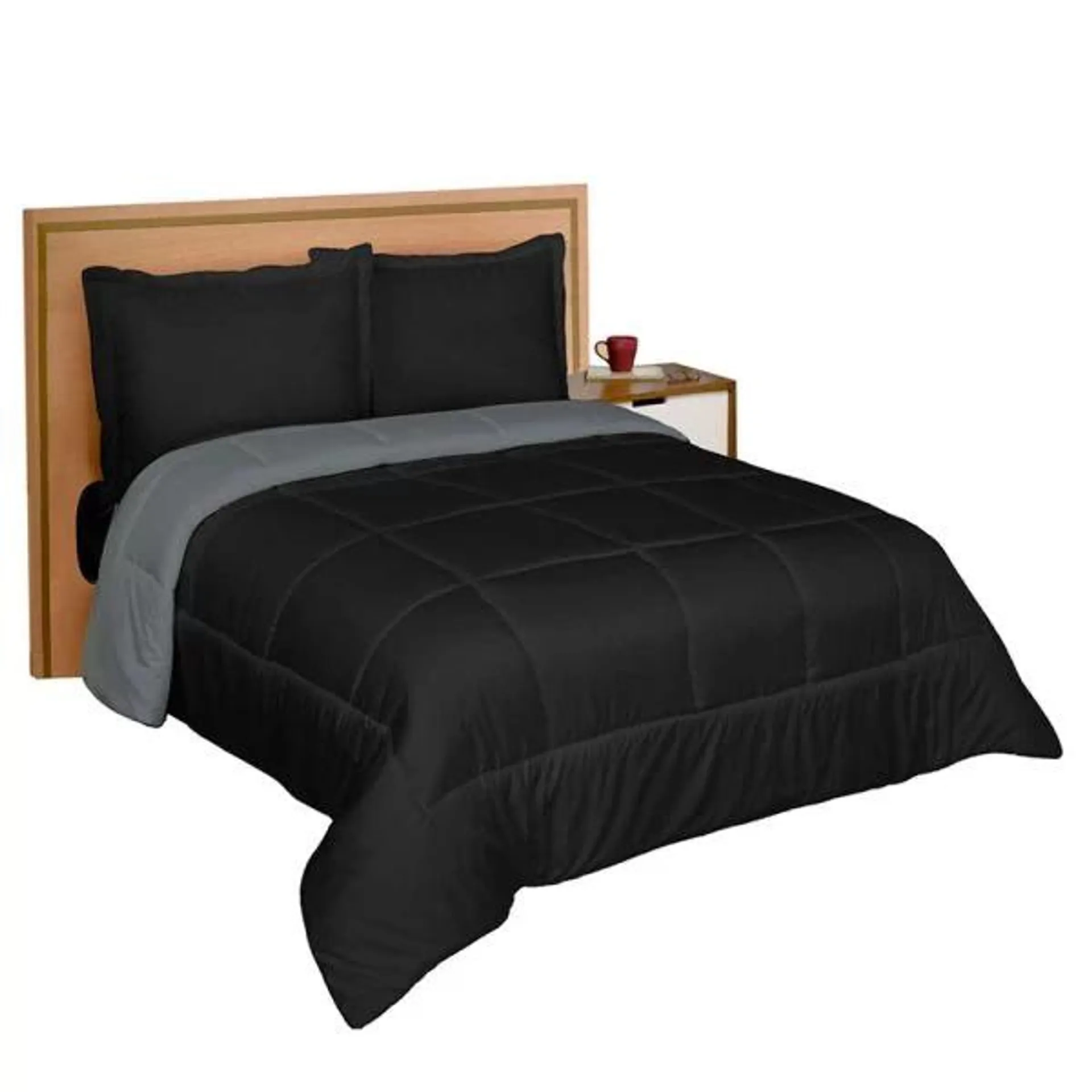 EDREDÓN DUVET PIZARRA CON RELLENO NEGRO ULTRA SUAVE