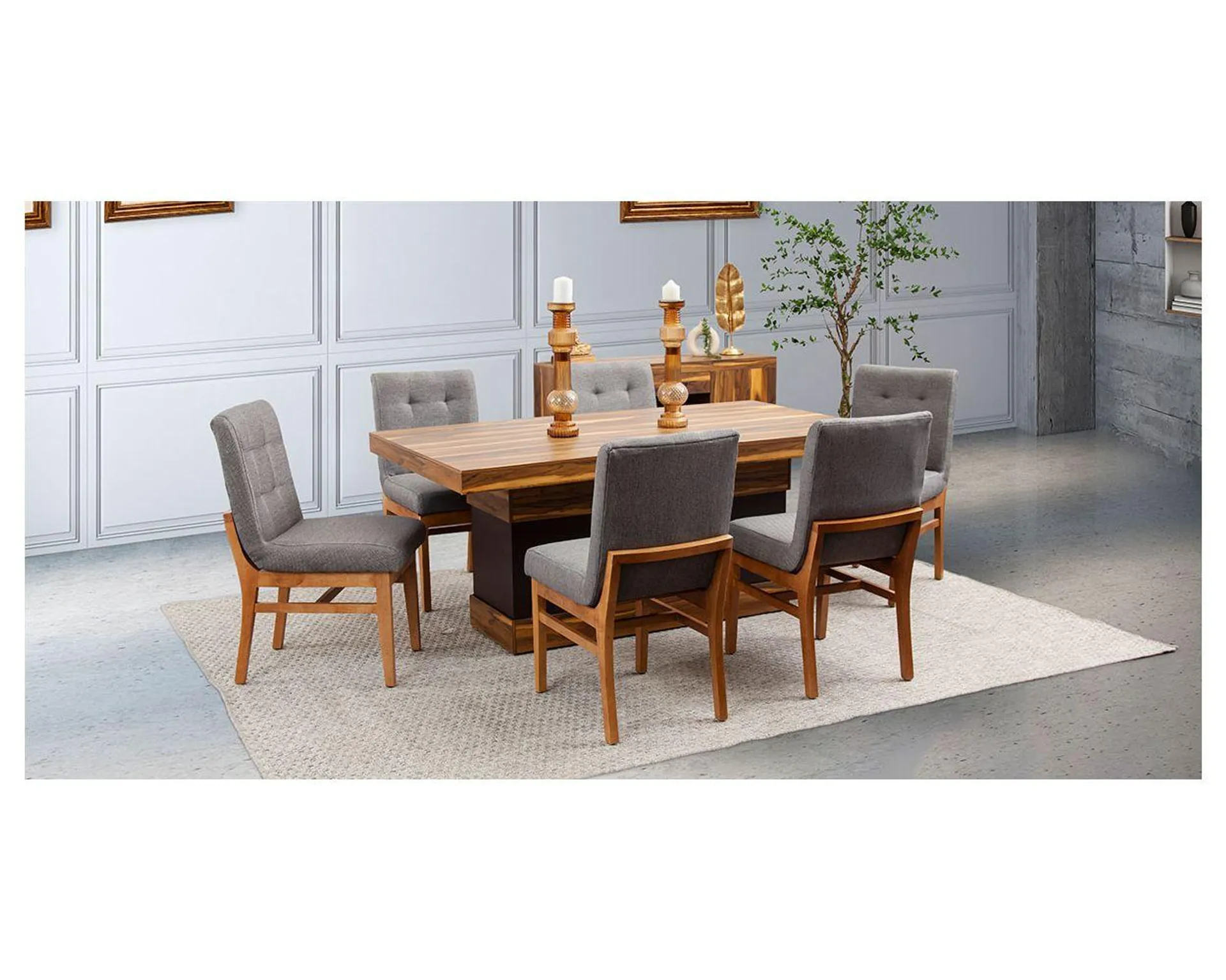 Comedor Parota Invictus Gris 7 Piezas