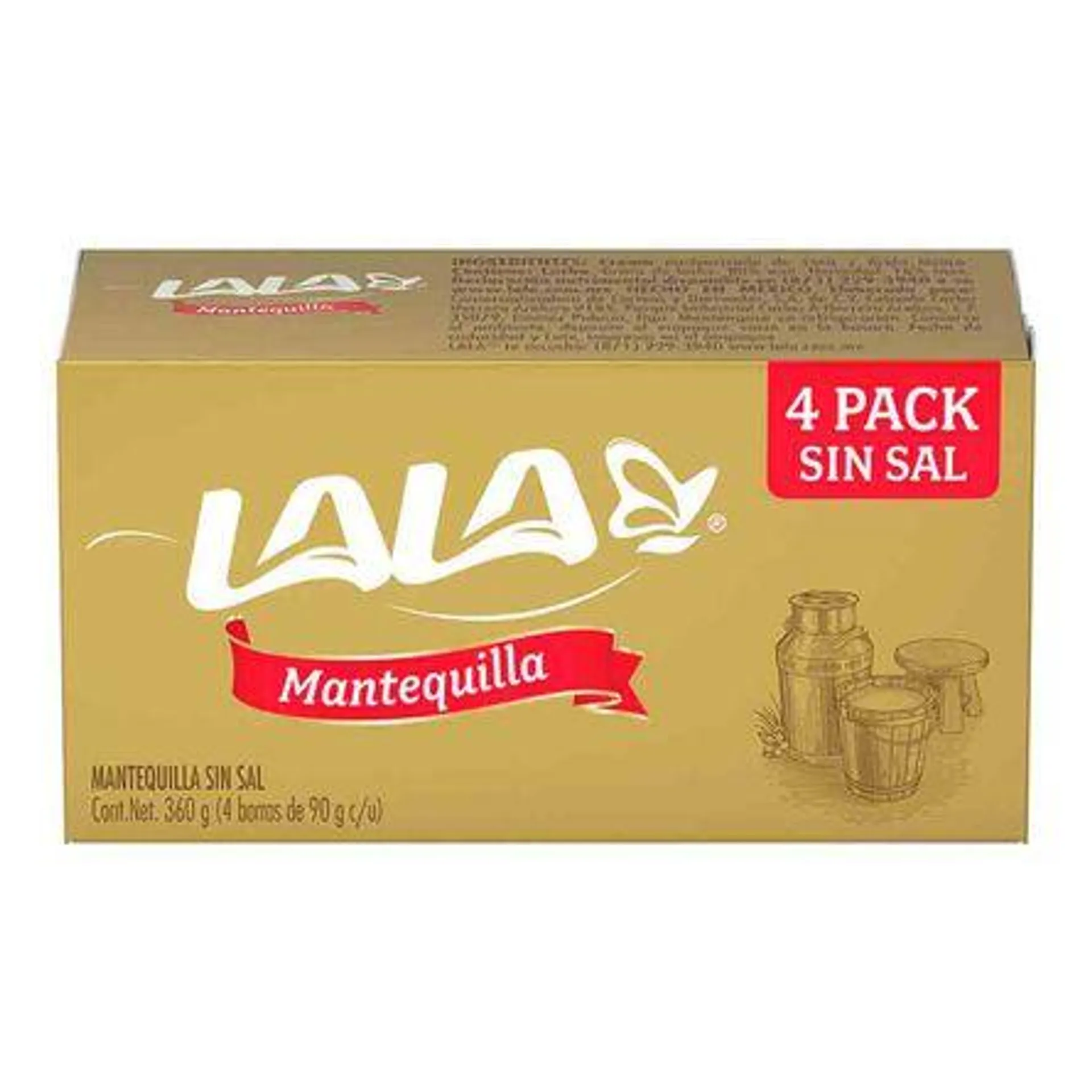 Mantequilla Lala Barra Sin Sal 4 pz 90 g