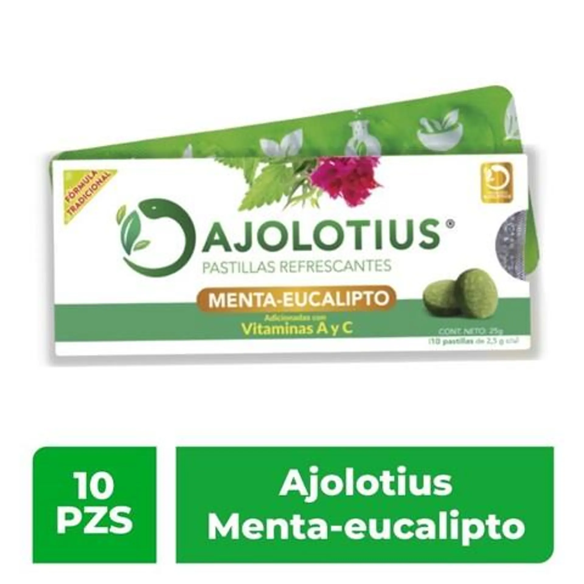 Ajolotius Pastillas Refrescantes Menta-Eucalipto con Vitaminas A y C