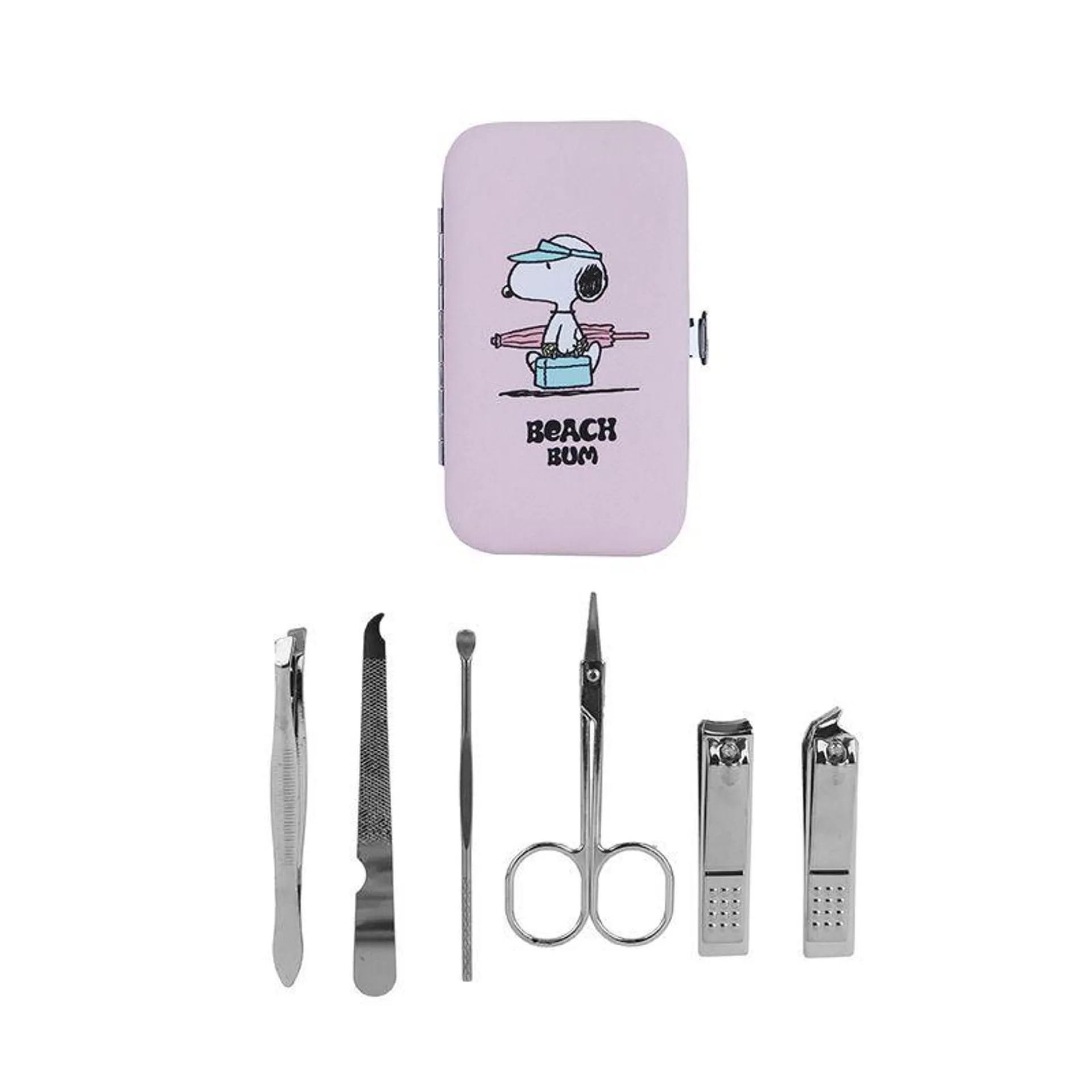 Kit Manicure Con Estuche Snoopy Acero Inoxidable 6 Piezas