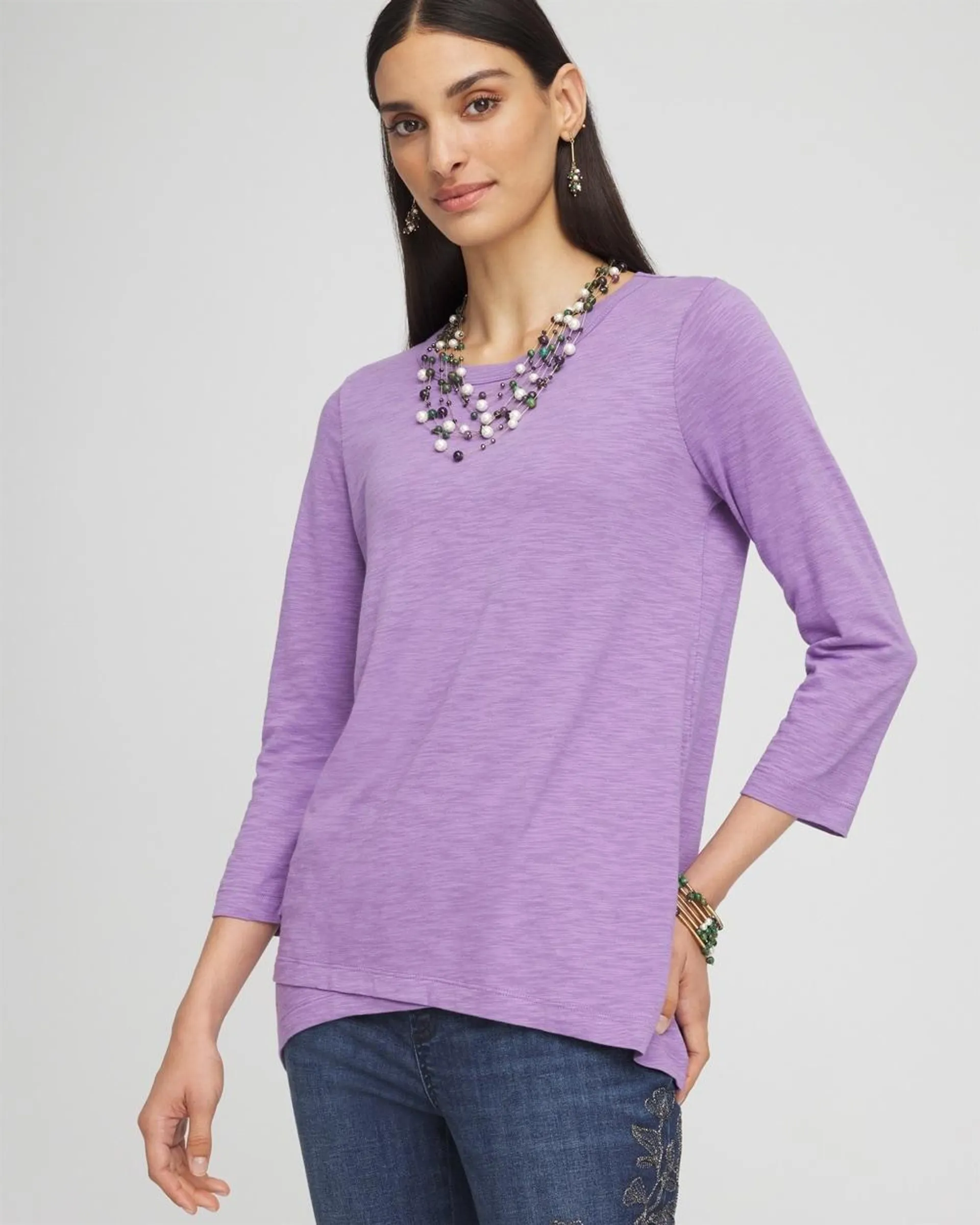 3/4 Sleeve Overlap Tunic