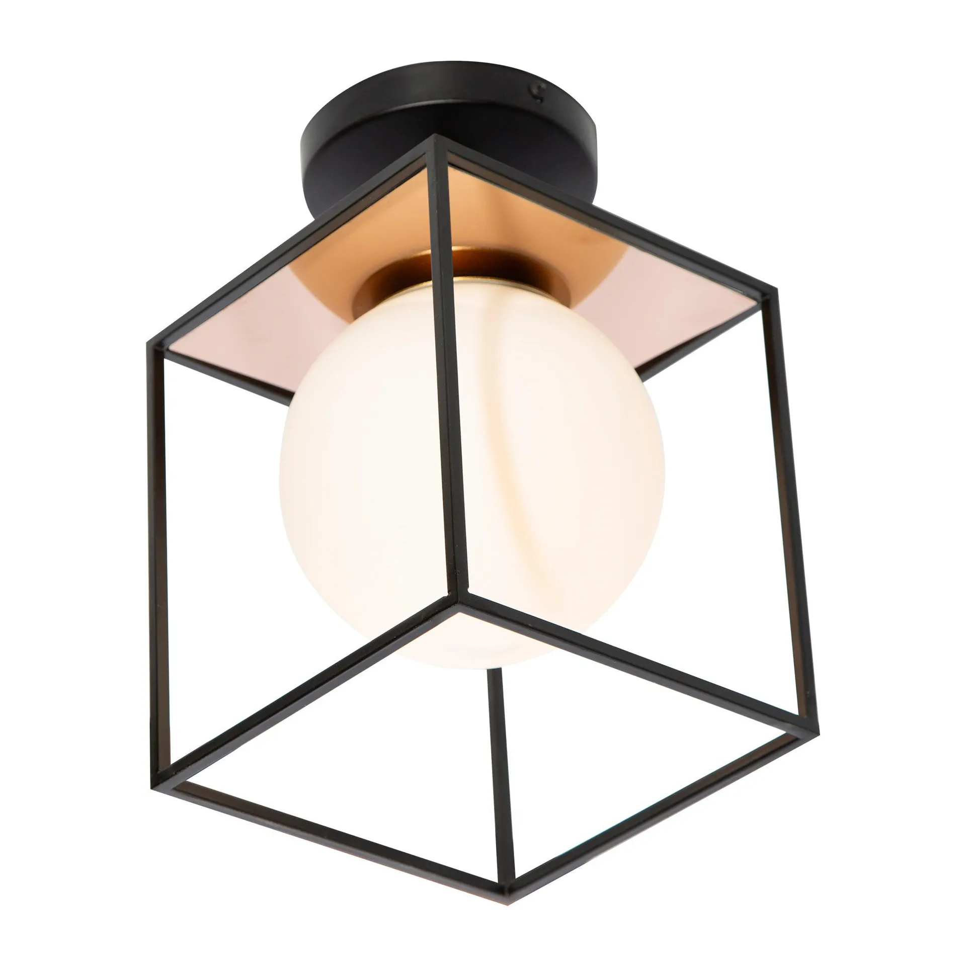 Lámpara de Techo Moderna Cubo Negro Mate Oro 40W E27 1 Luz