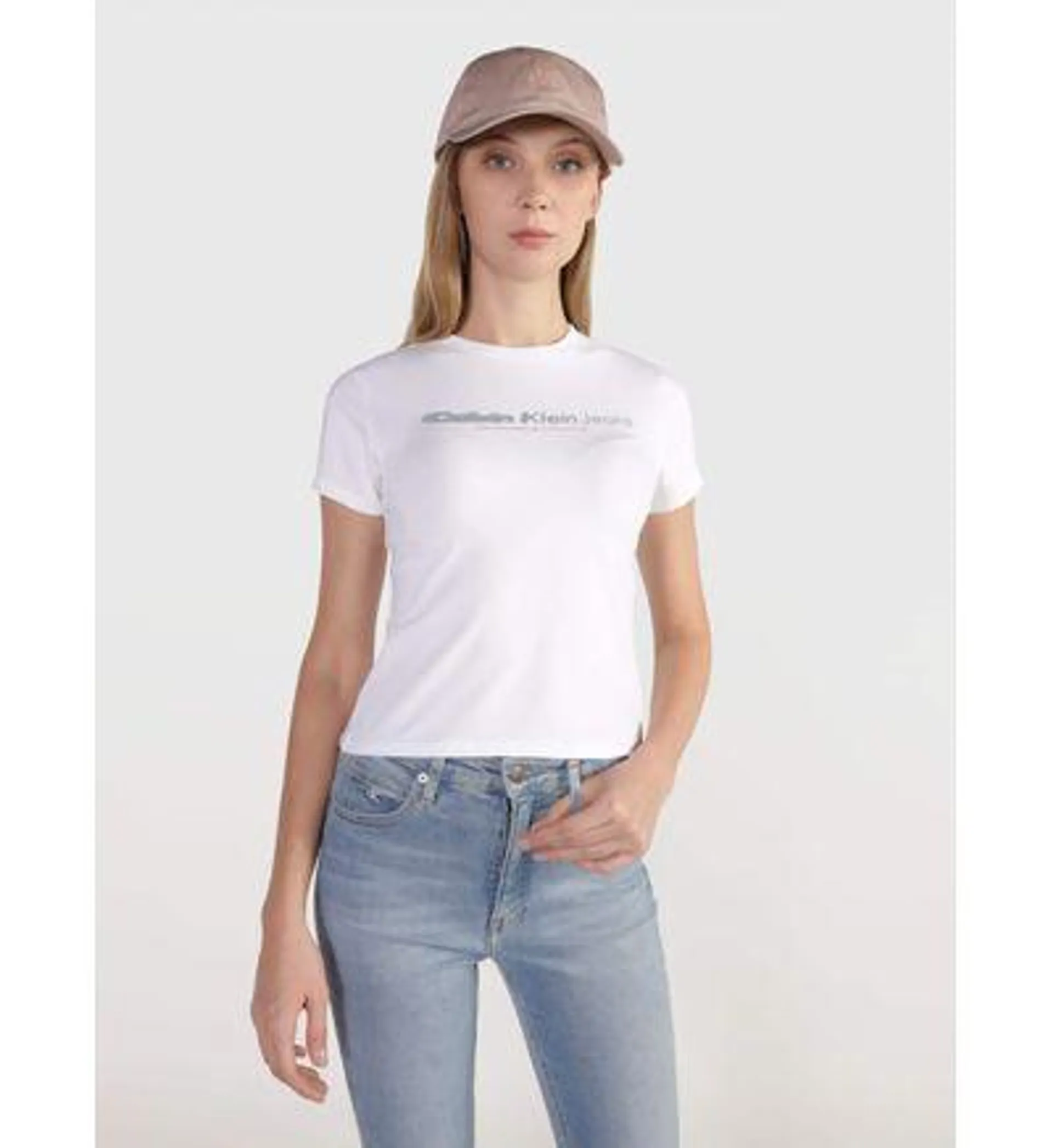 Playera Calvin Klein Logo Mujer Blanco