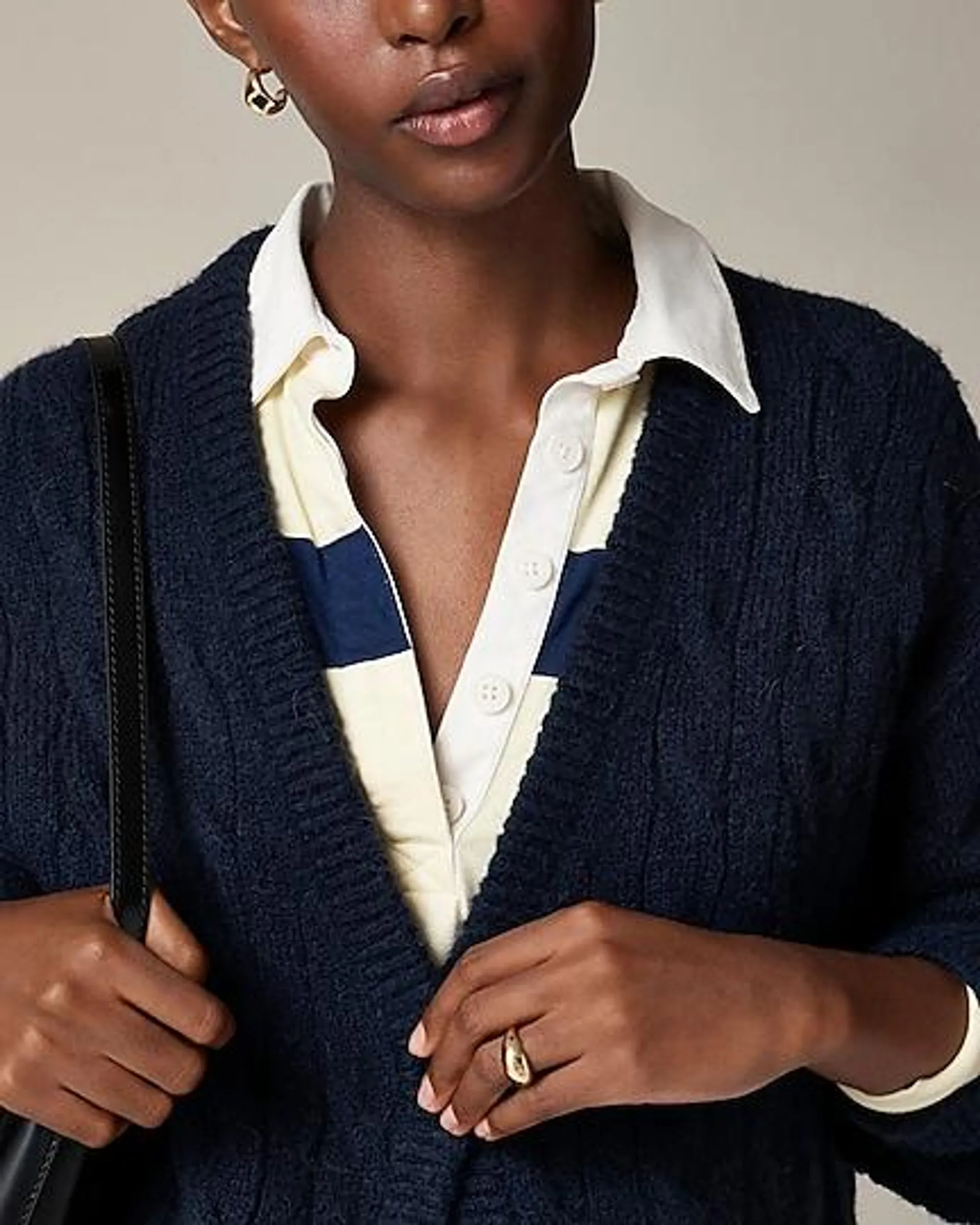 Relaxed cable-knit cardigan sweater