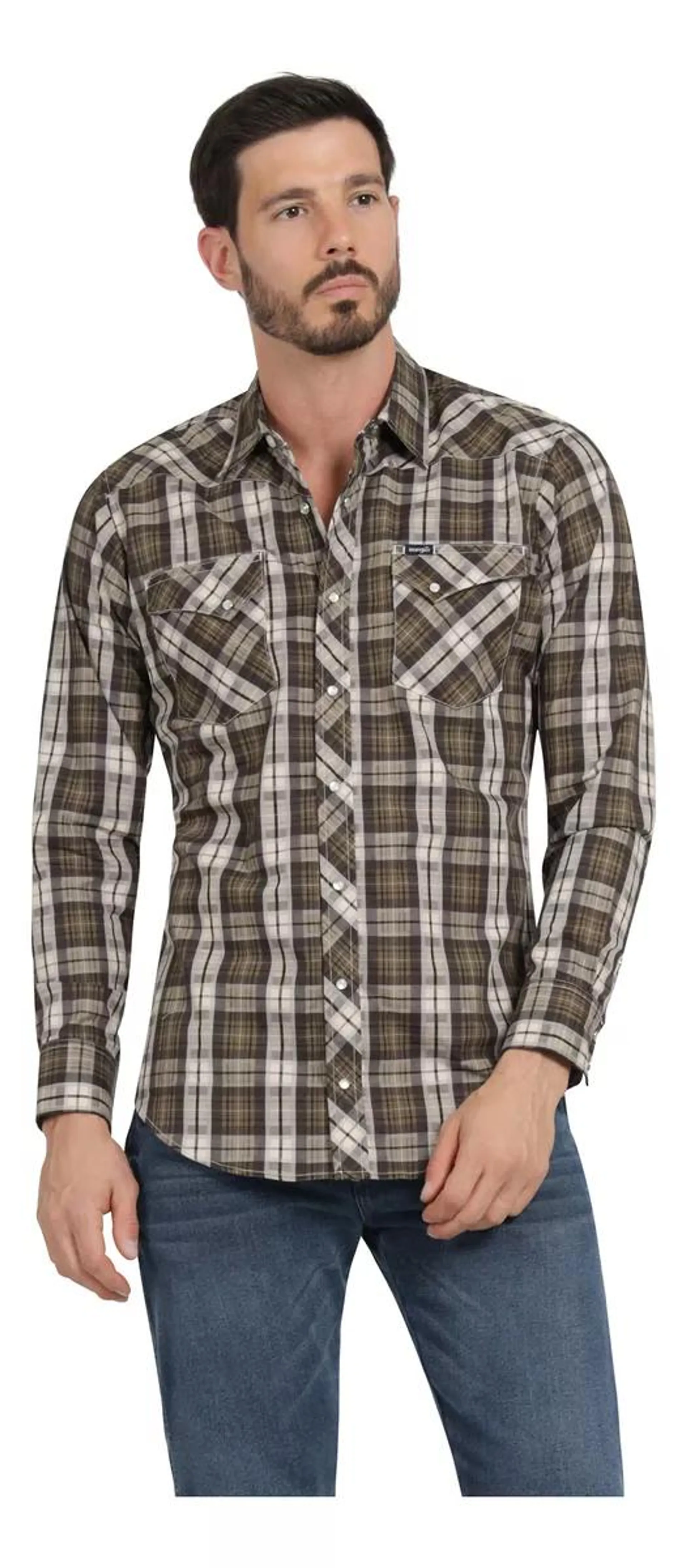 Camisa Vaquera Hombre Wrangler Slim Fit Manga Larga 418