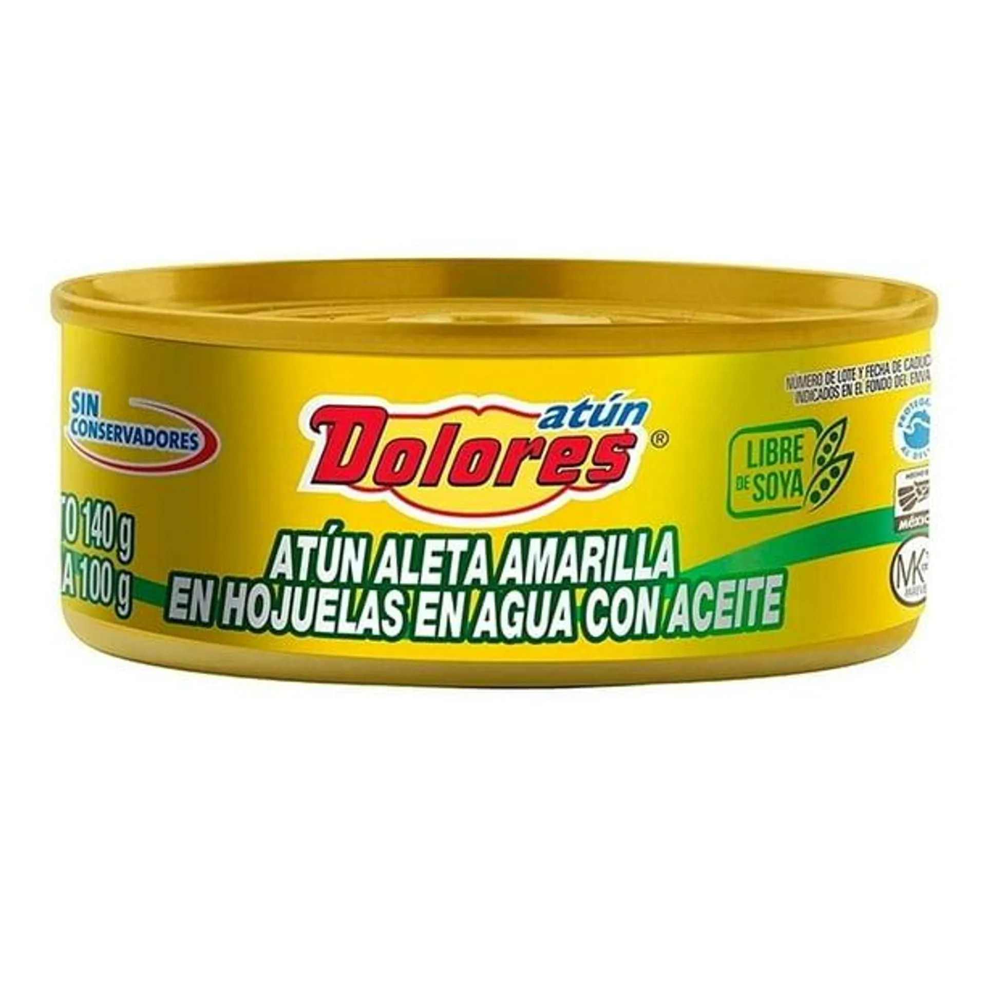 Atún Dolores aleta amarilla en agua con aceite 140 g