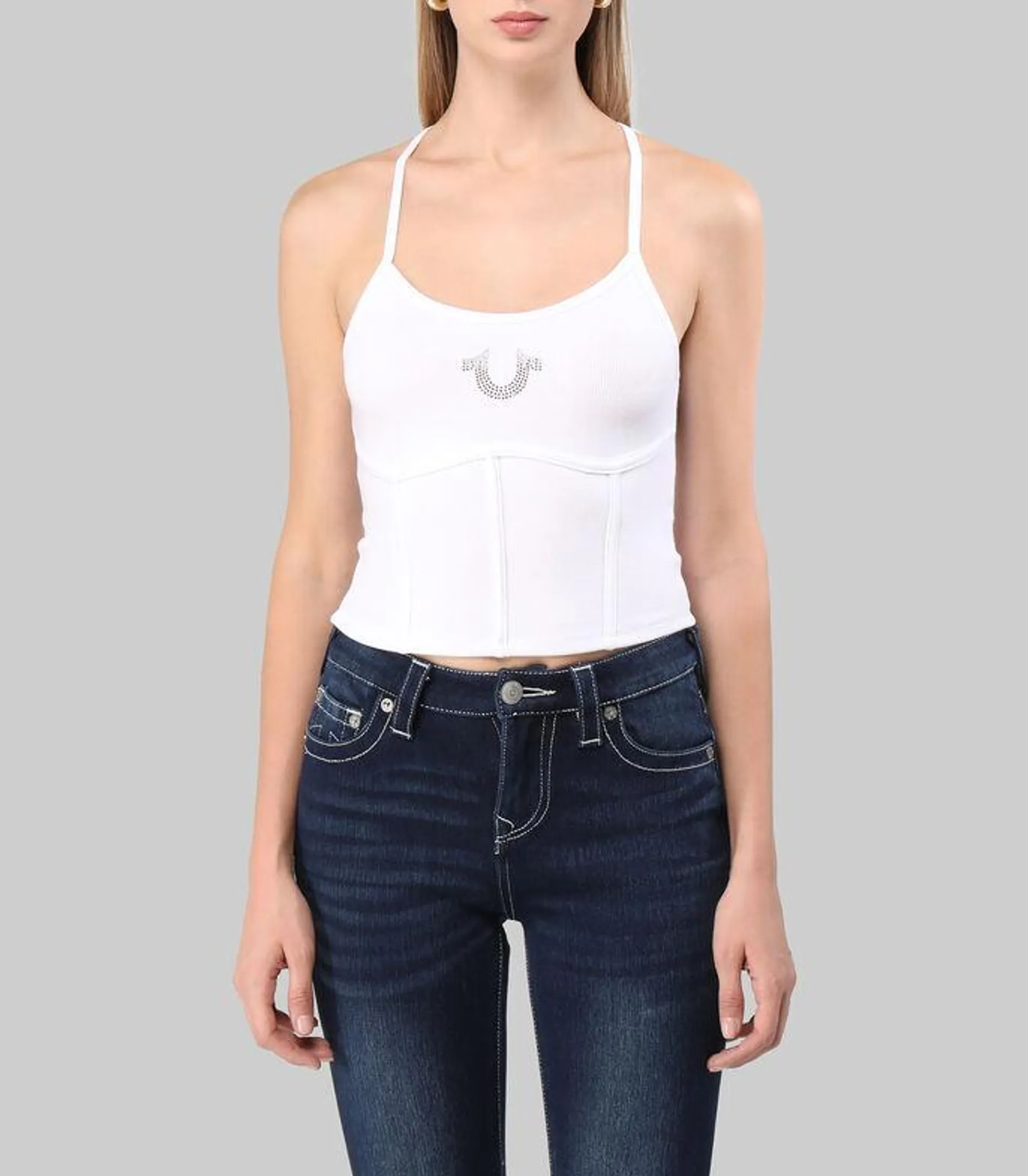 Blusa crop top con tirantes Mujer