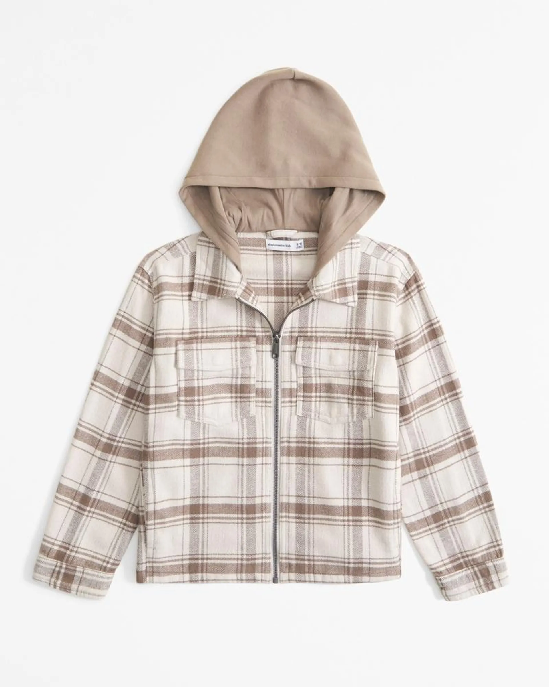 hooded flannel overshirt