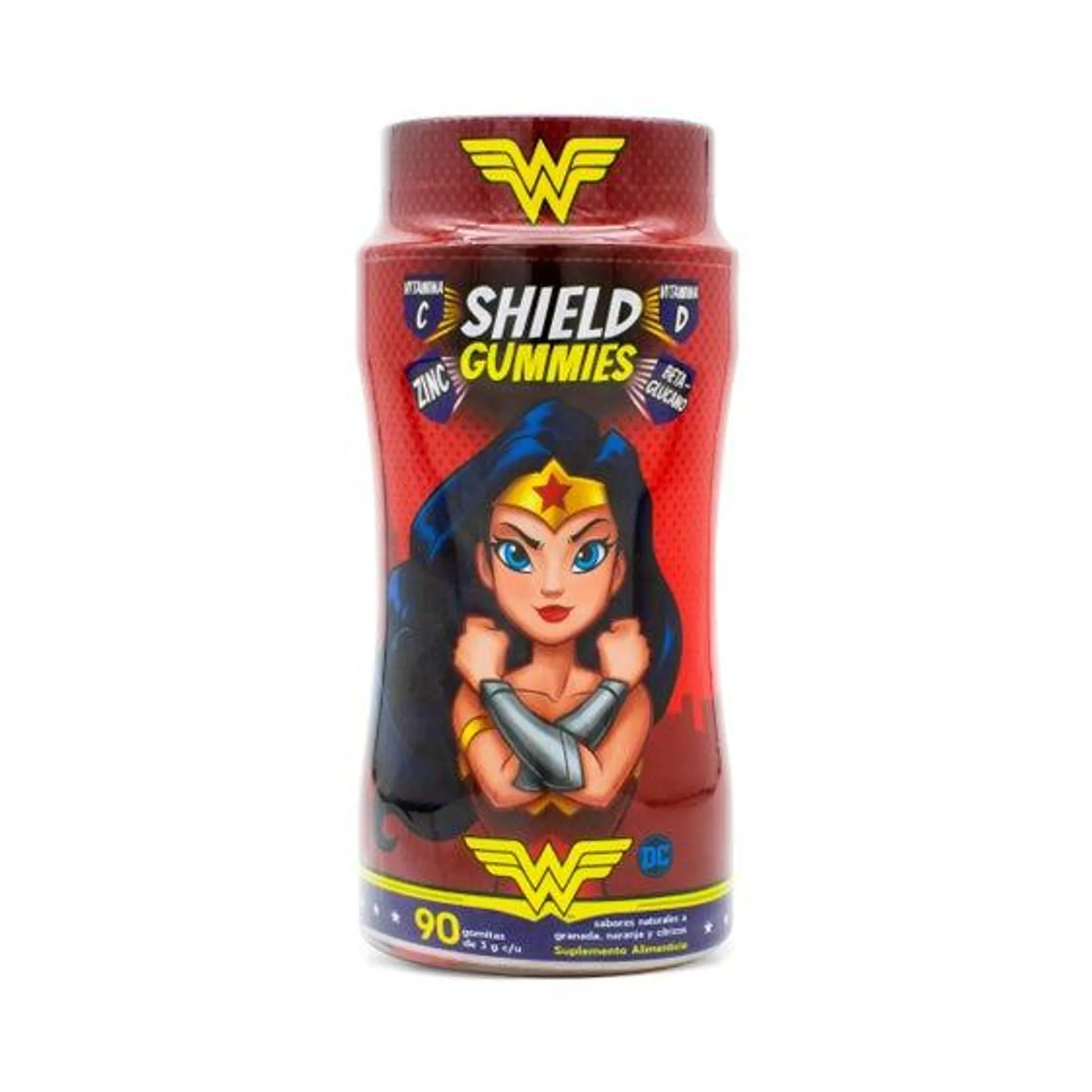 Gomitas Wonder Woman Shield Vit C,Vit D, Zinc y Betaglucano Biodesa Kids Sabores Mixtos 90 Gomitas