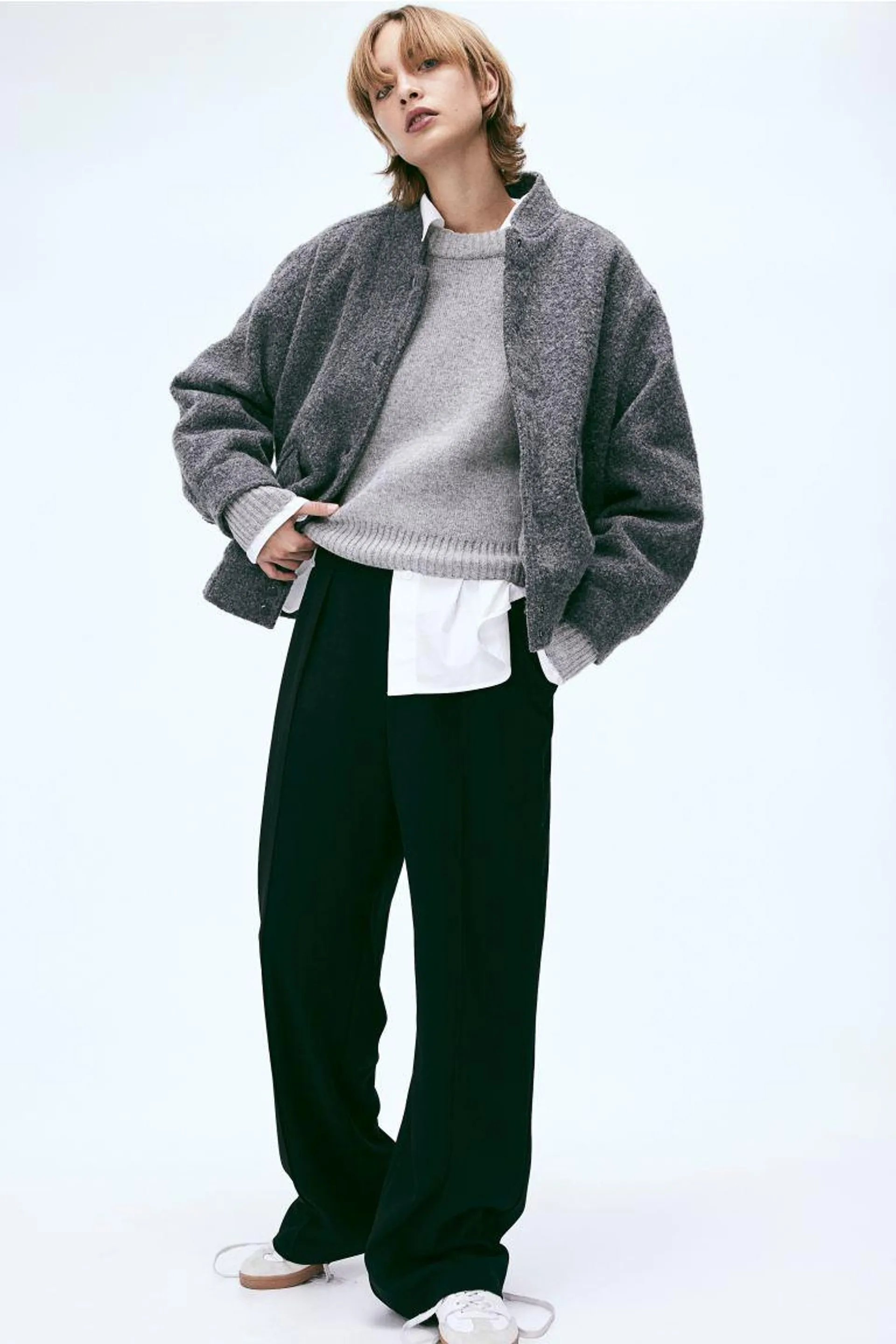 High-waisted tailored trousers