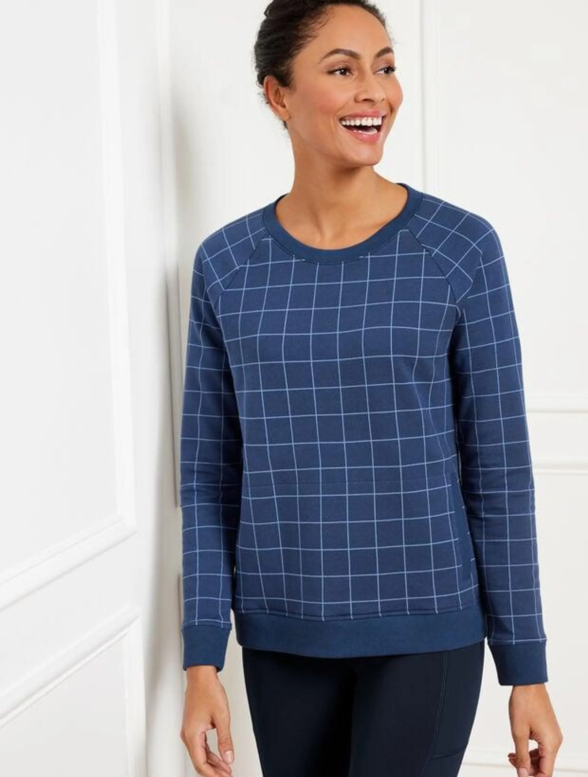 Modal French Terry Crewneck Pullover - Gorgeous Grid