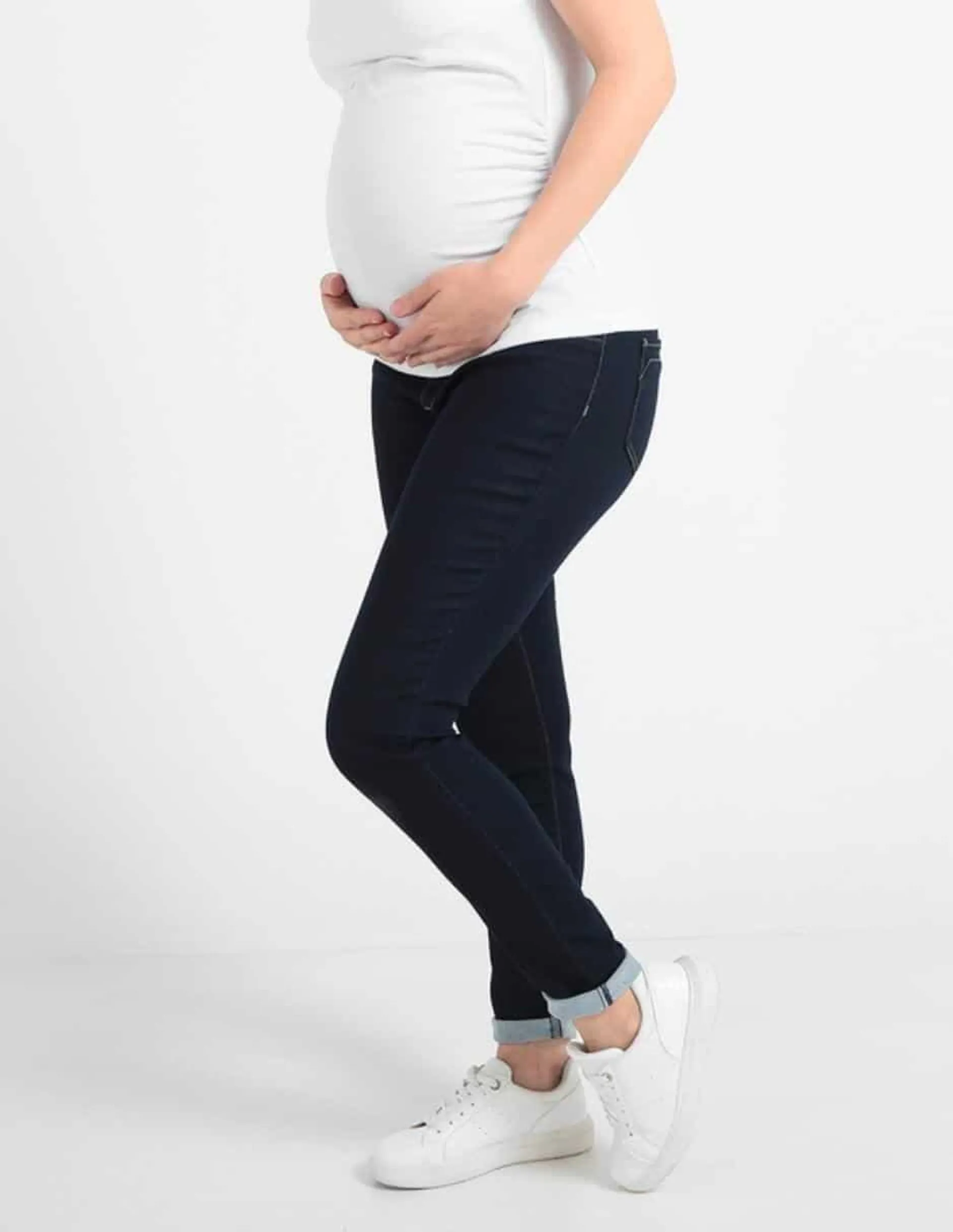 Jeans slim Weekend Maternity lavado obscuro corte cintura para mujer