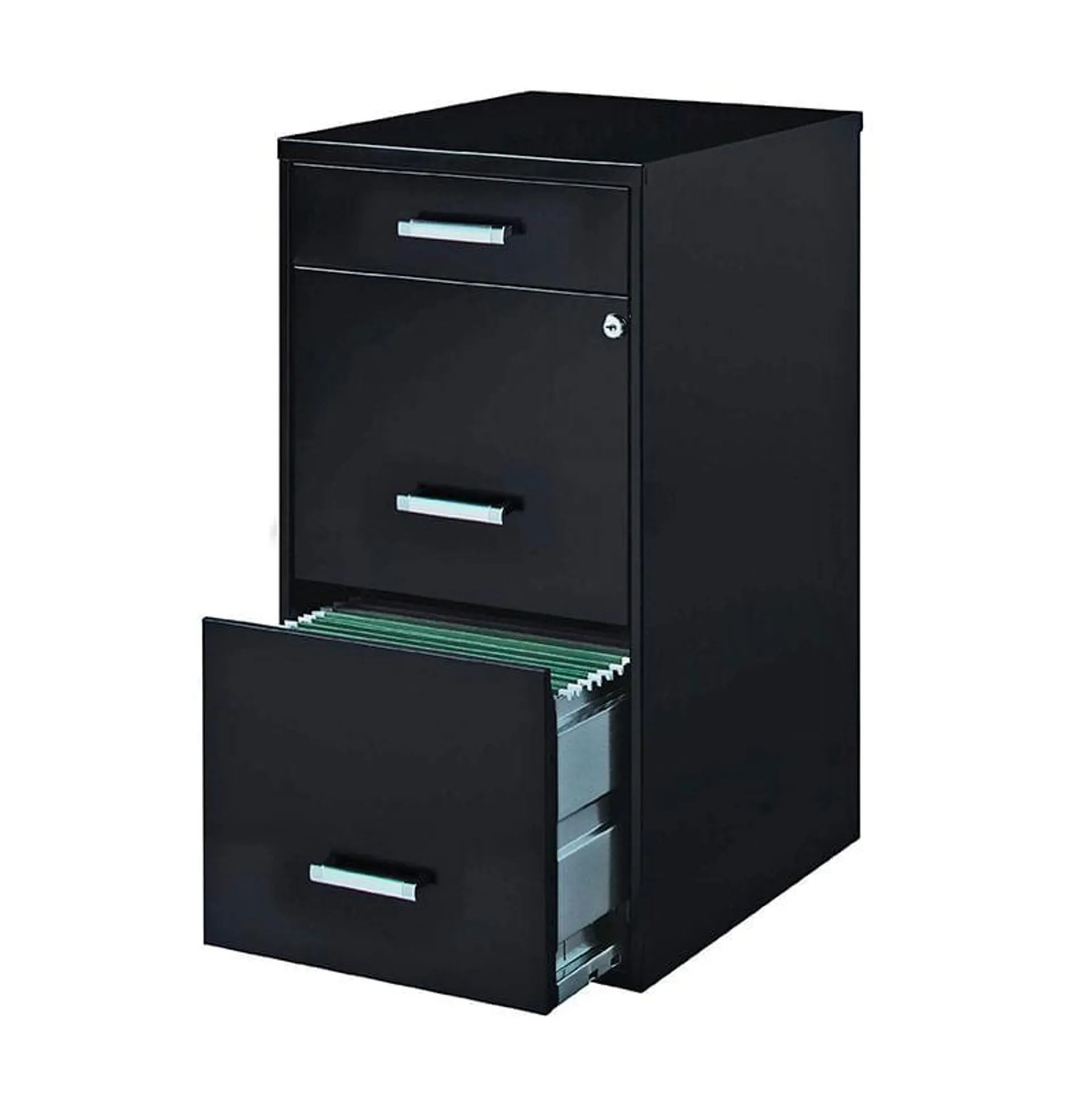 Archivero Organizador De Metal 2 Gavetas 1 Cajon Color Negro 17056