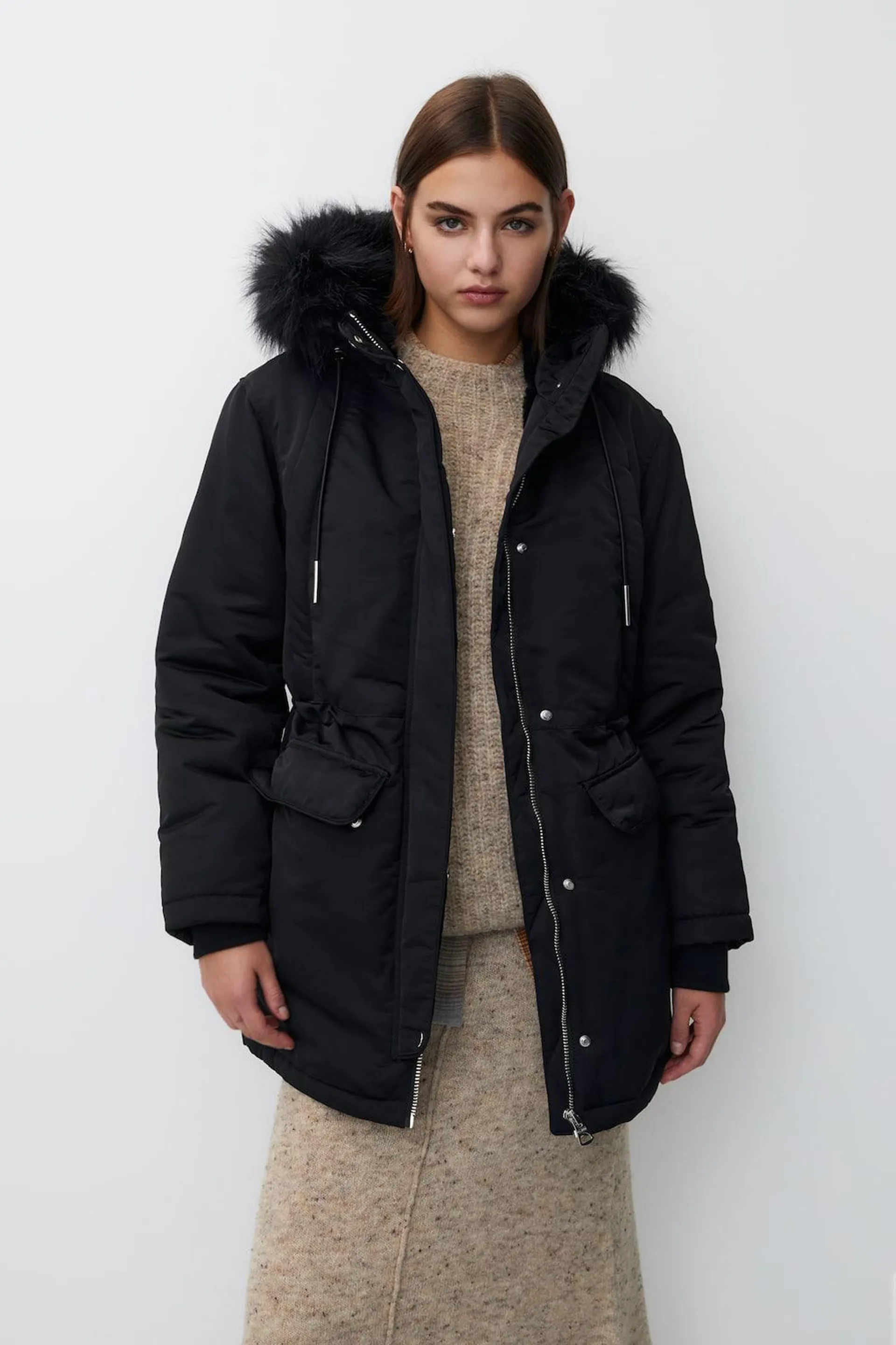 FAUX FUR HOODED PARKA