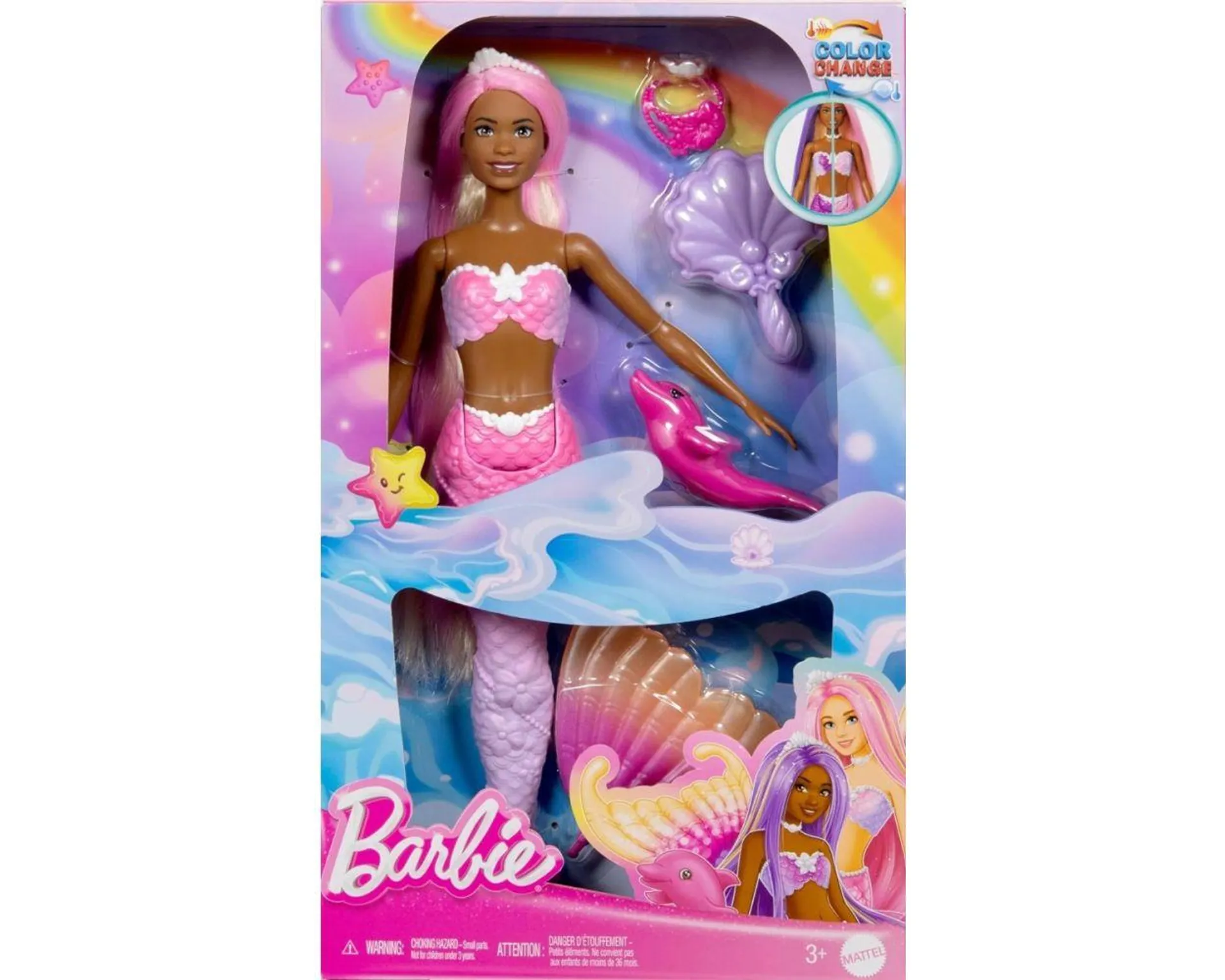 Barbie Fantasía Muñeca Sirenas Colores Mágicos