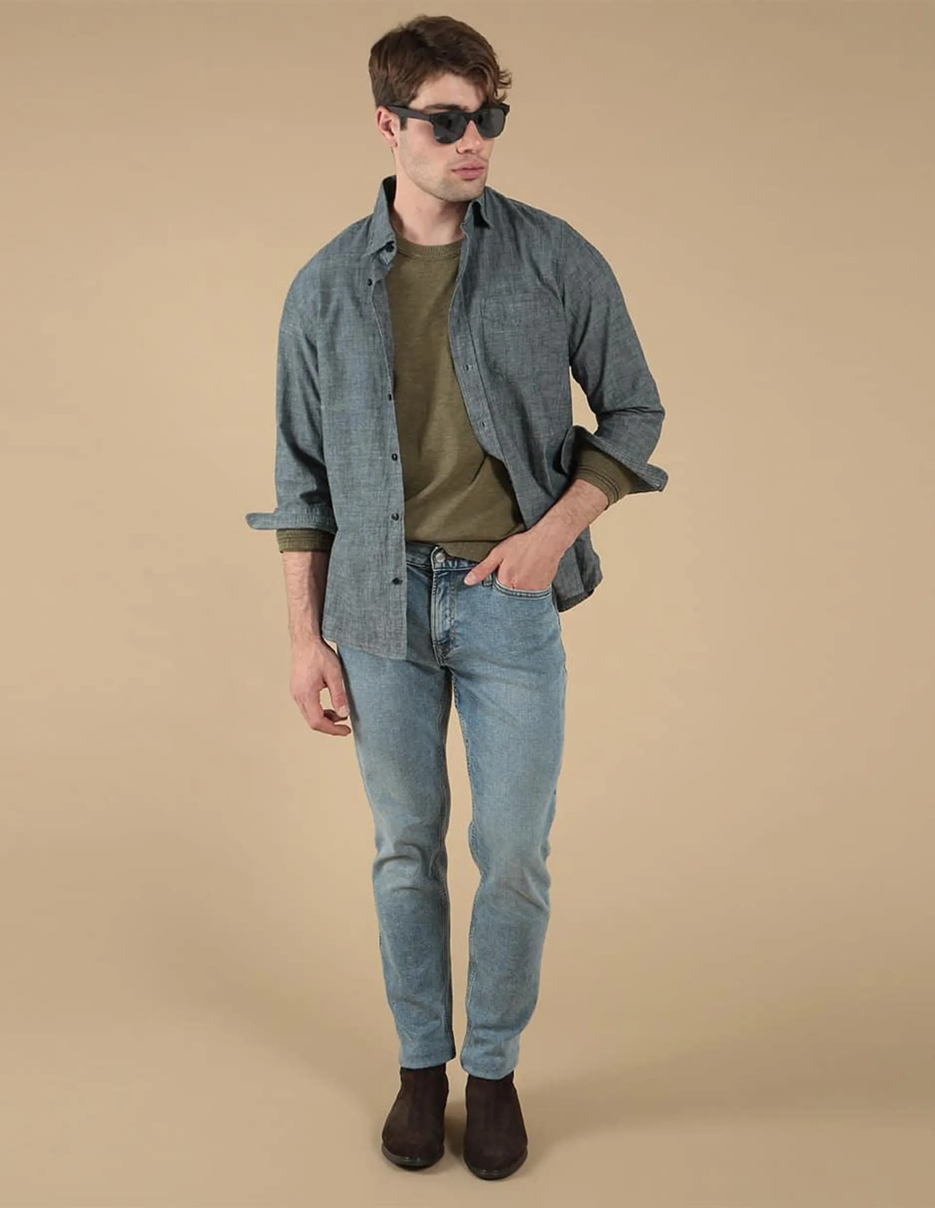 Jeans slim deslavado para hombre