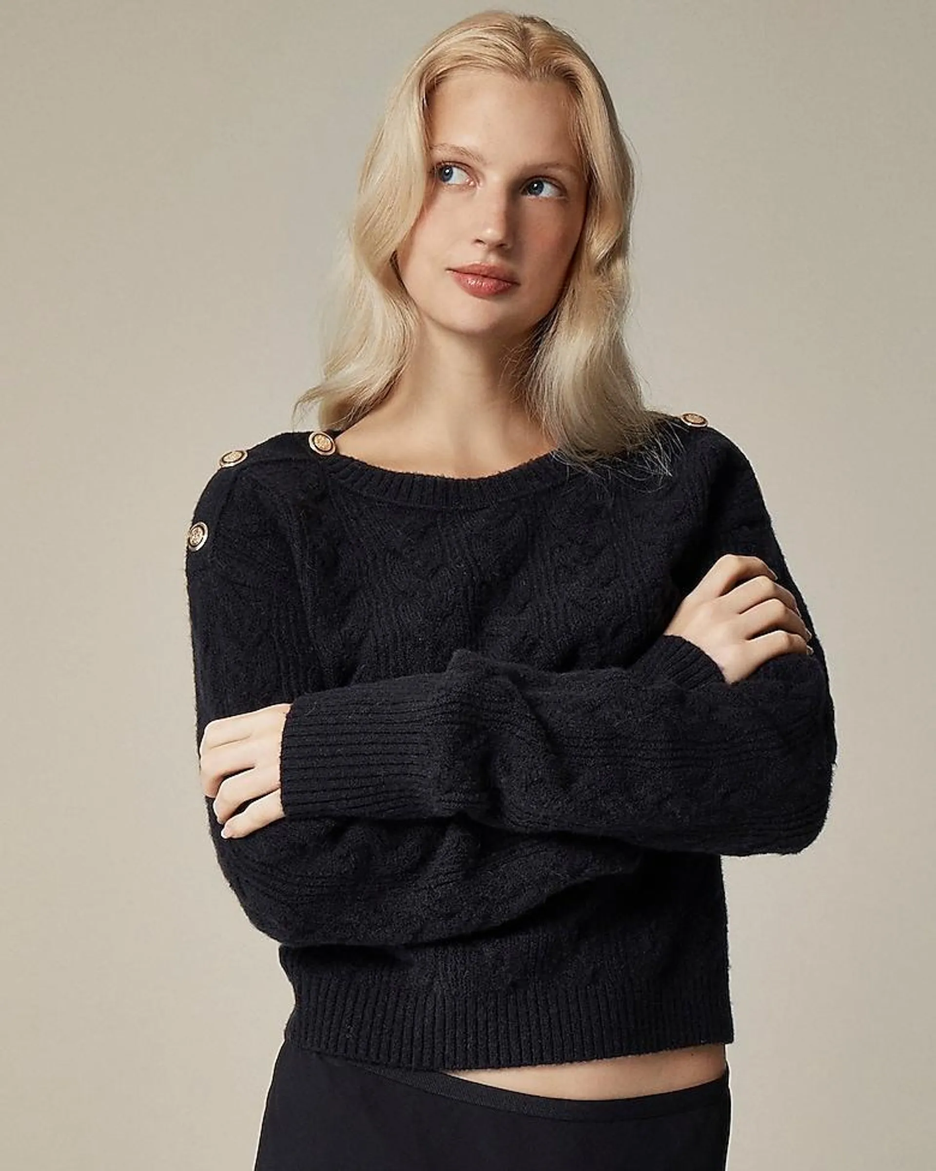 Cable-knit sweater with buttons in Supersoft yarn