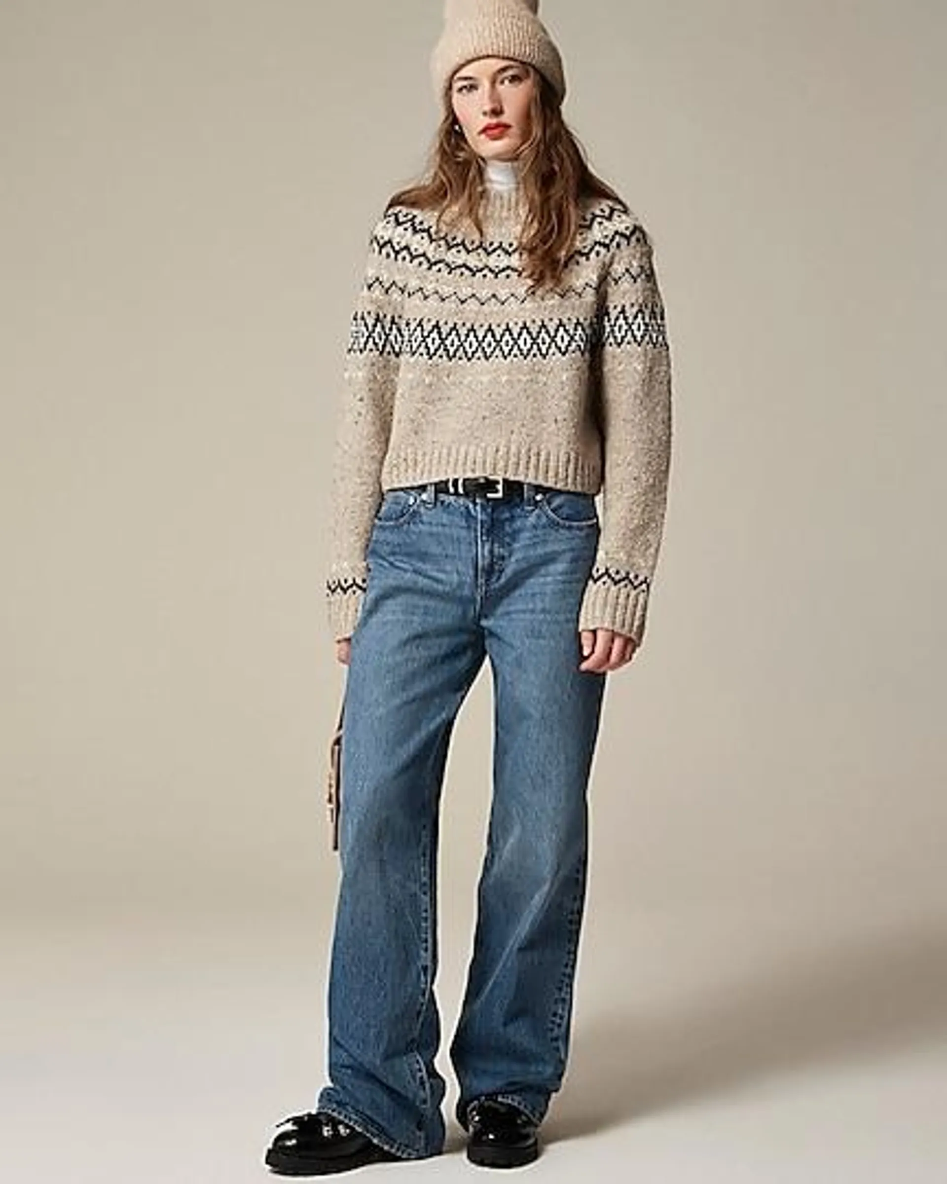 Fair Isle wide-mockneck sweater