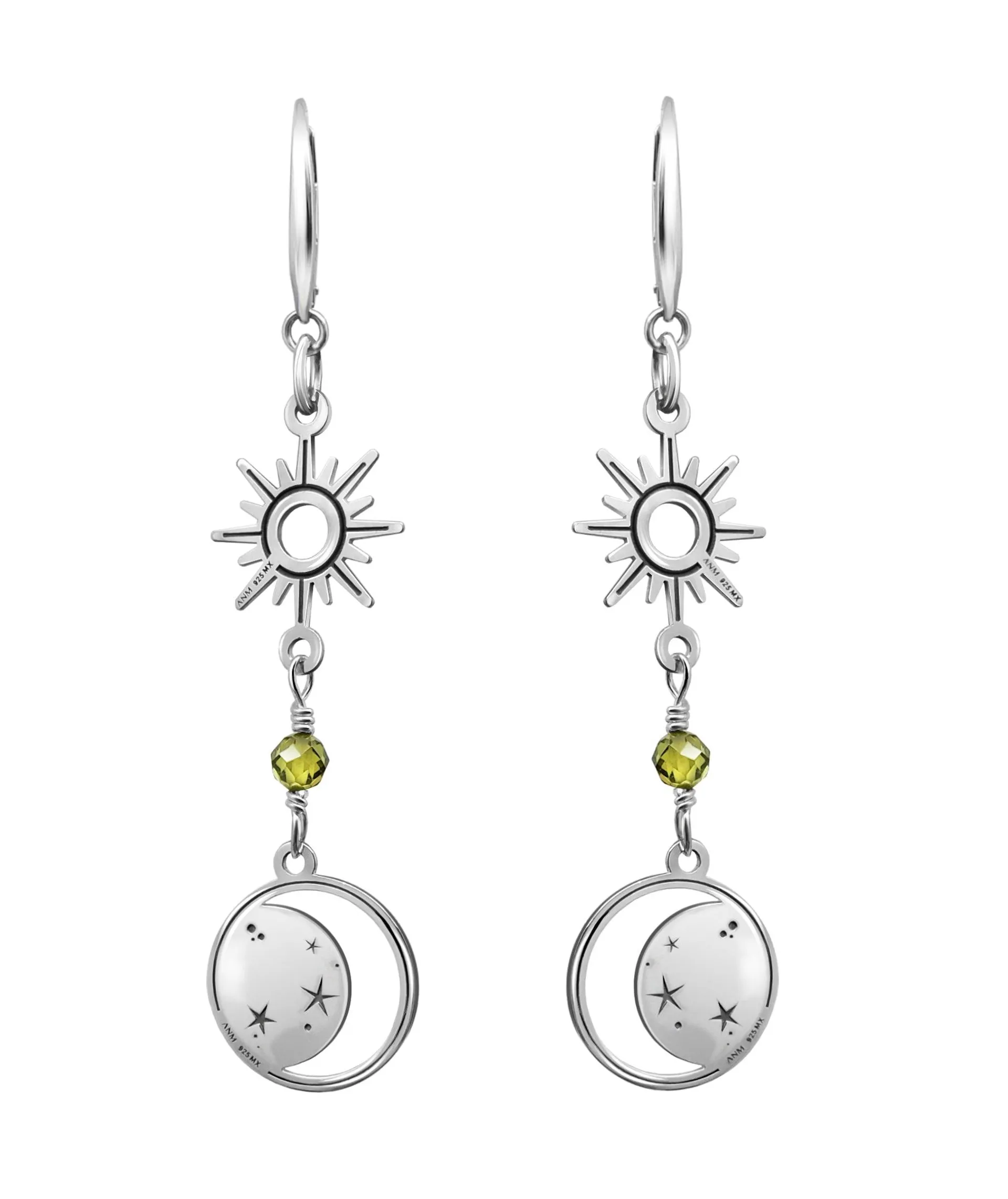 Aretes Mujer Plata 925 Astros Sol Luna C’rculo Anamora por Tanya Moss