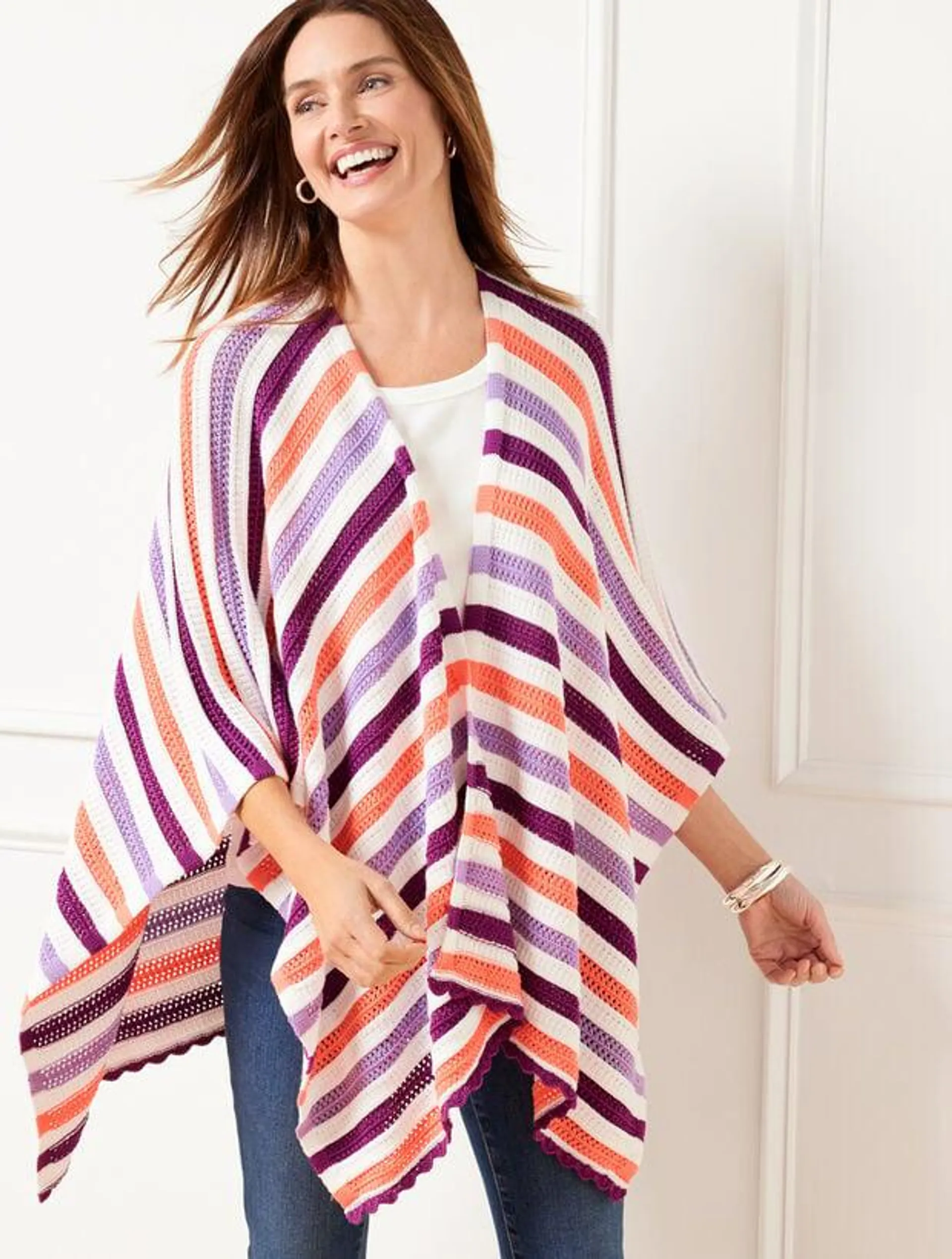 Plus Size Multi Stripe Ruana