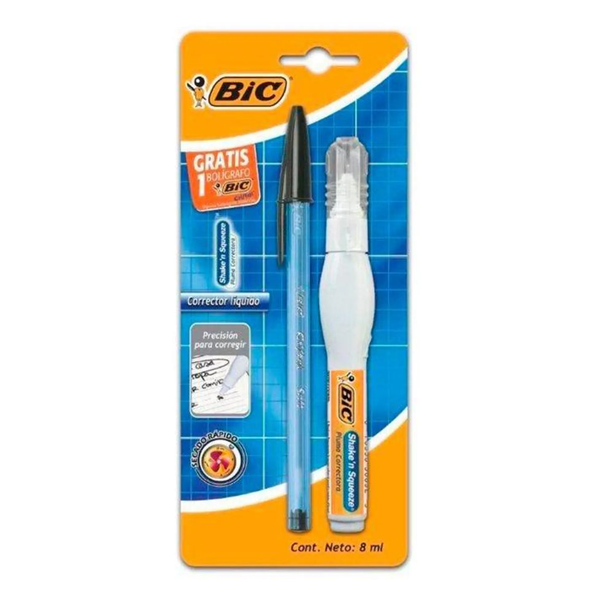 Corrector Líquido Pluma Bic Shake'n Squeeze 8 ml. Bl/1