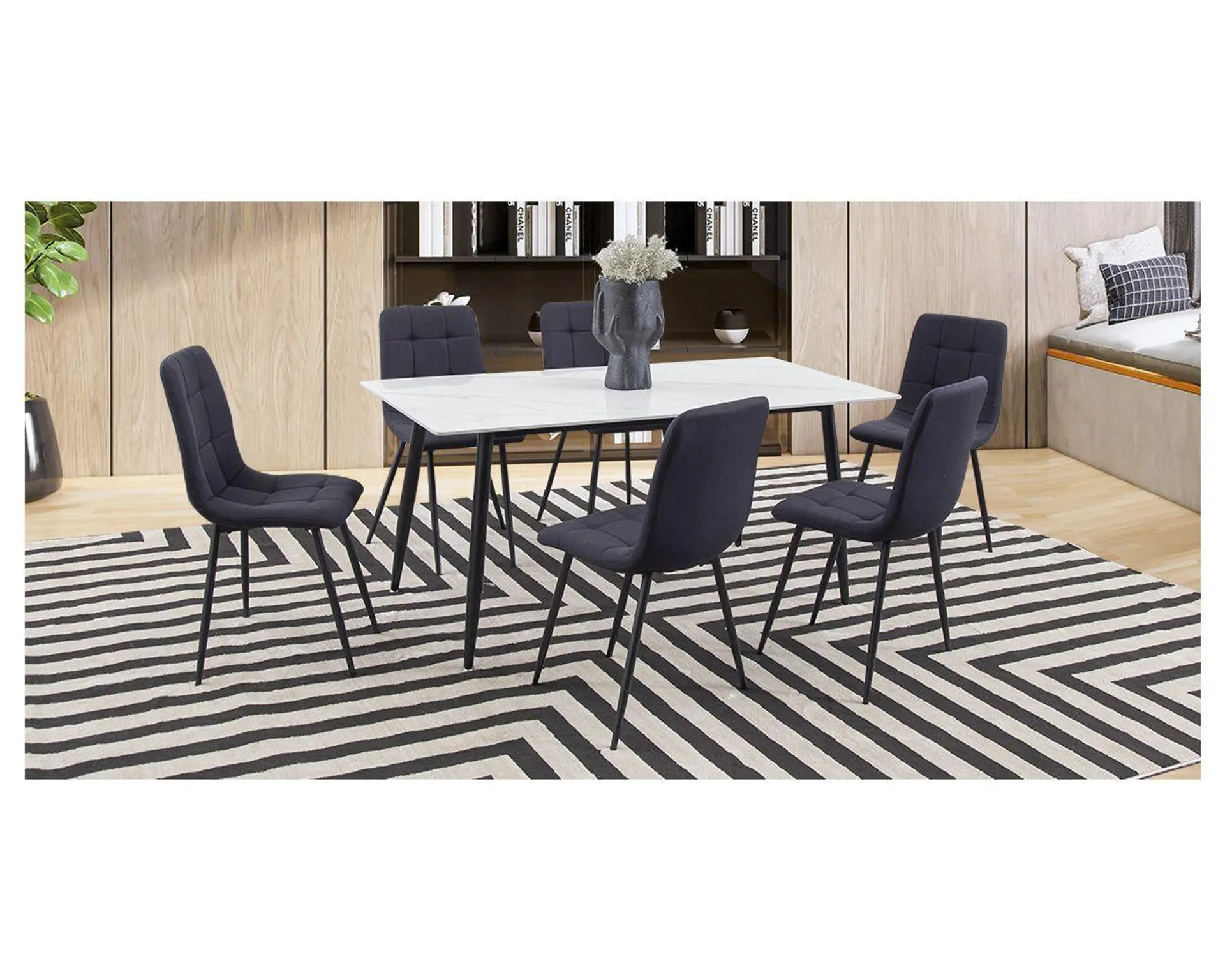 Comedor Rectangular Clever Negro 7 Piezas