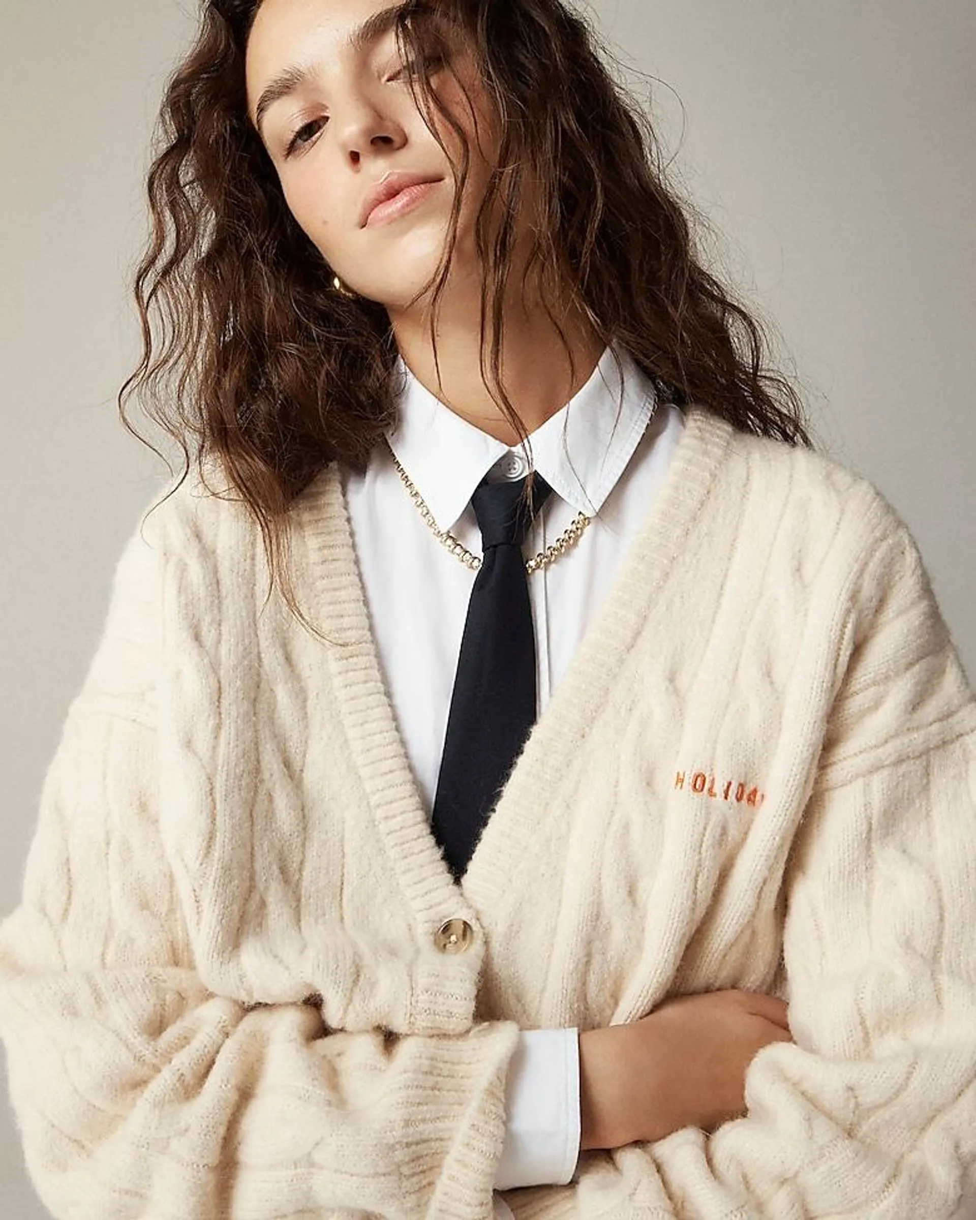 Limited-edition Holiday X J.Crew cable-knit cardigan sweater