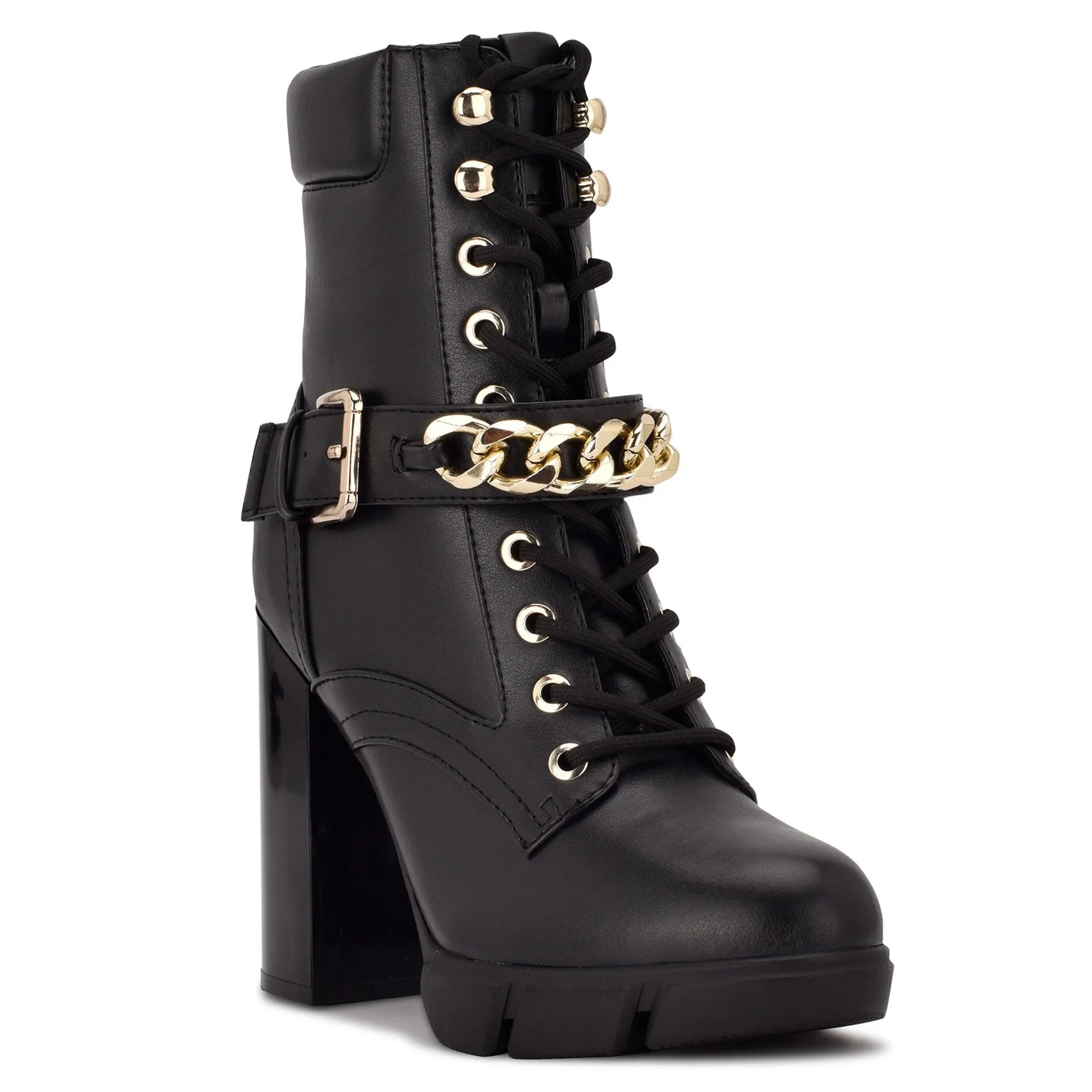 Botin Vilage3 Sintetico Negro Oro Nine West