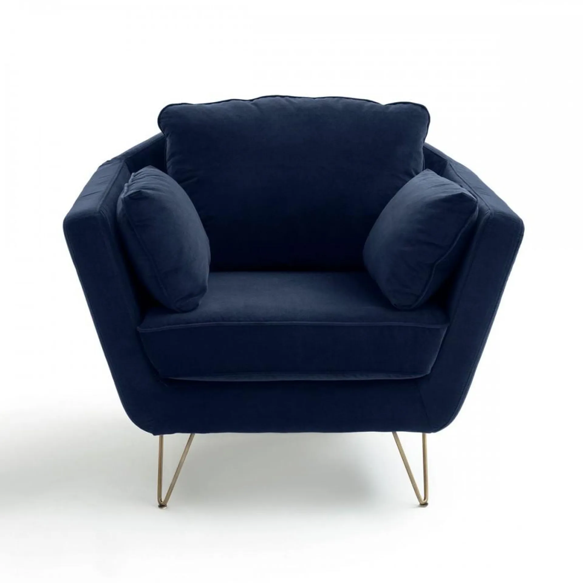 Duque - Sillon estilo moderno pies de horquilla dorada - terciopelo color azul royal