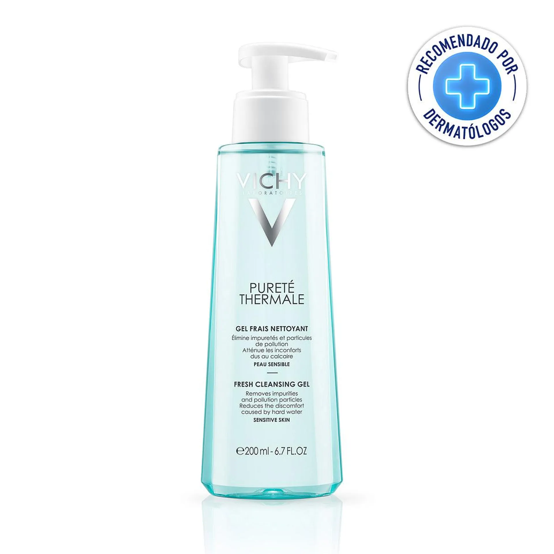 Vichy Purete Thermal Gel Mousse, Limpiador y desmaquillante para pieles sensibles, 200ml.