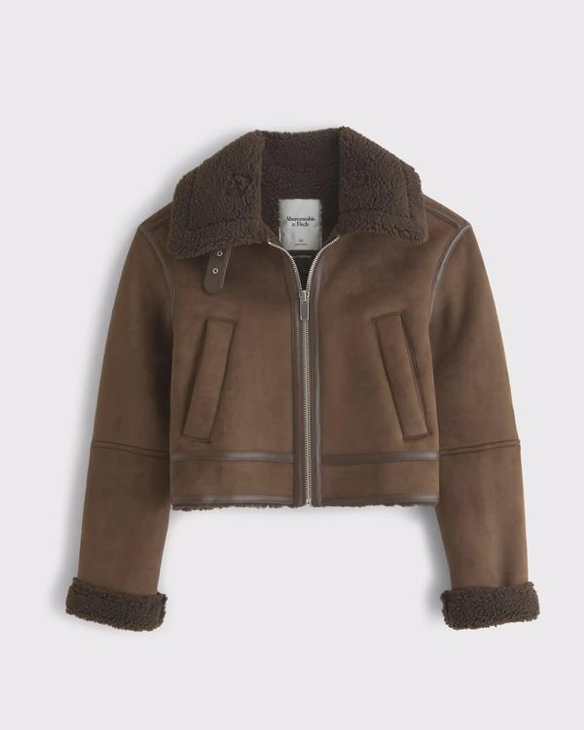 Vegan Suede Shearling Coat