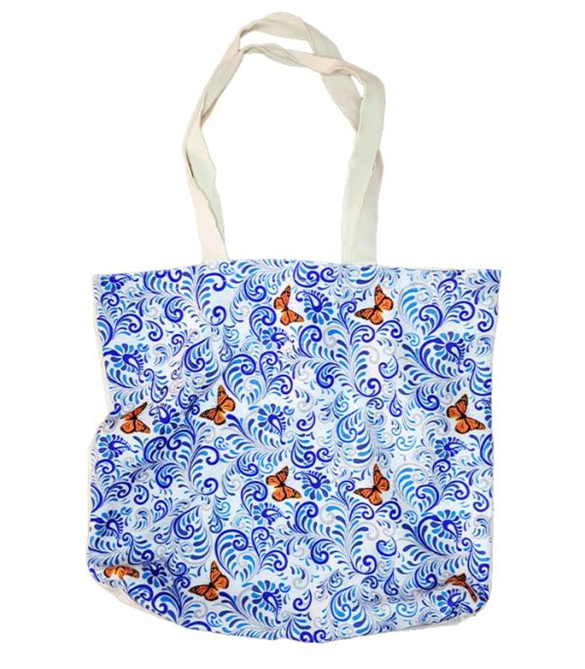 Bolsa tote mariposas mandala azul