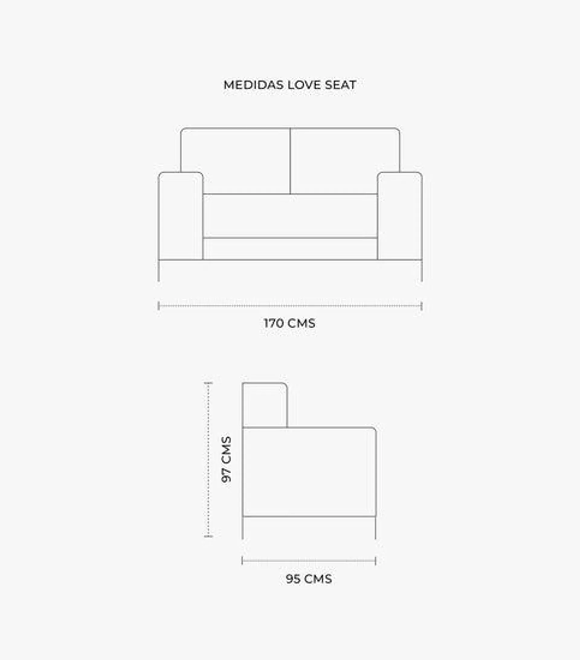 Love Seat William tela color Gris