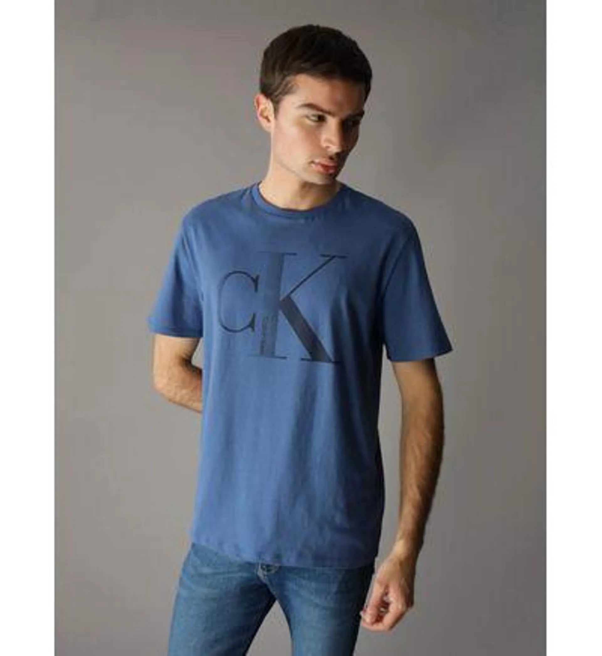 Playera Calvin Klein con Monograma Hombre Azul