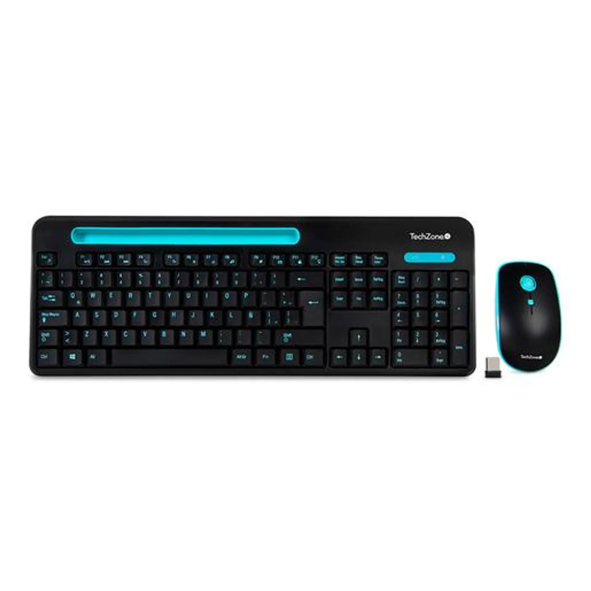 Teclado y Mouse Inalámbrico TechZone TZ20 / Nano USB / Windows / Estándar / Negro con azul