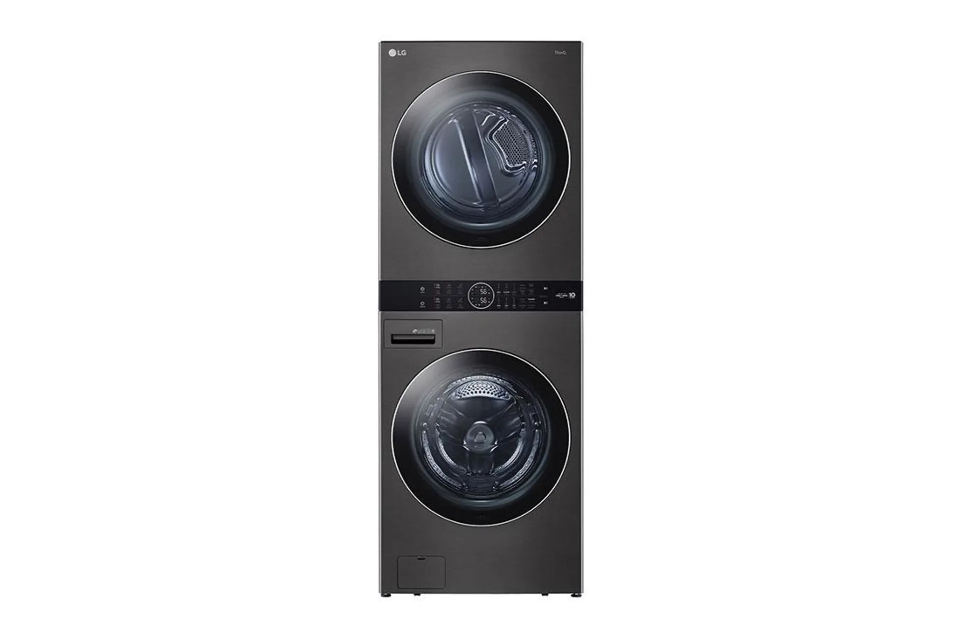 Torre de lavado LG WashTower™. Lavadora y secadora, carga frontal, motor Inverter AI DD con inteligencia artificial y conectividad LG ThinQ (capacidad: 22 kg cada una; color: acero gris Oxford)