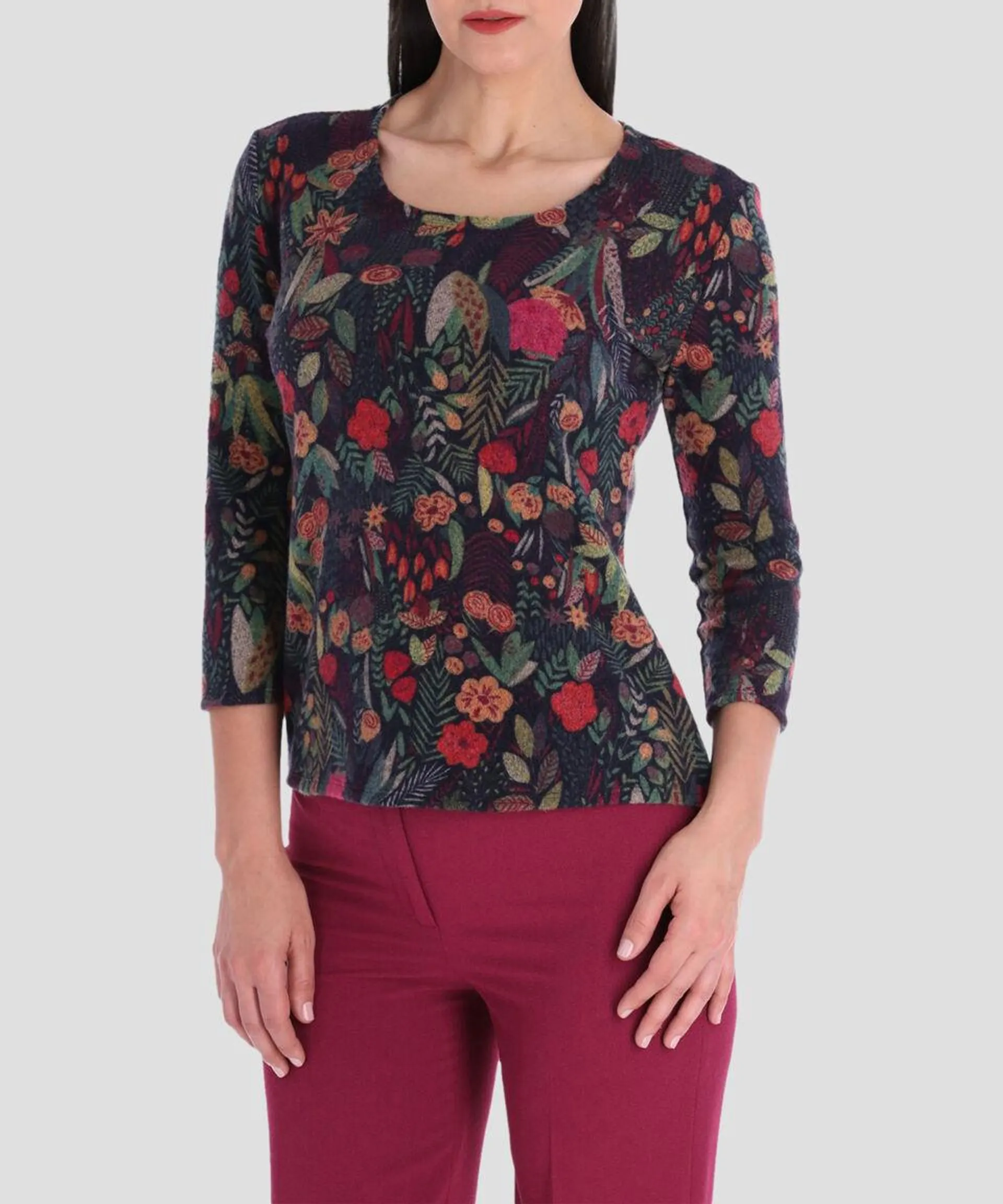 Blusa afelpado manga 3,4 Petite Mujer