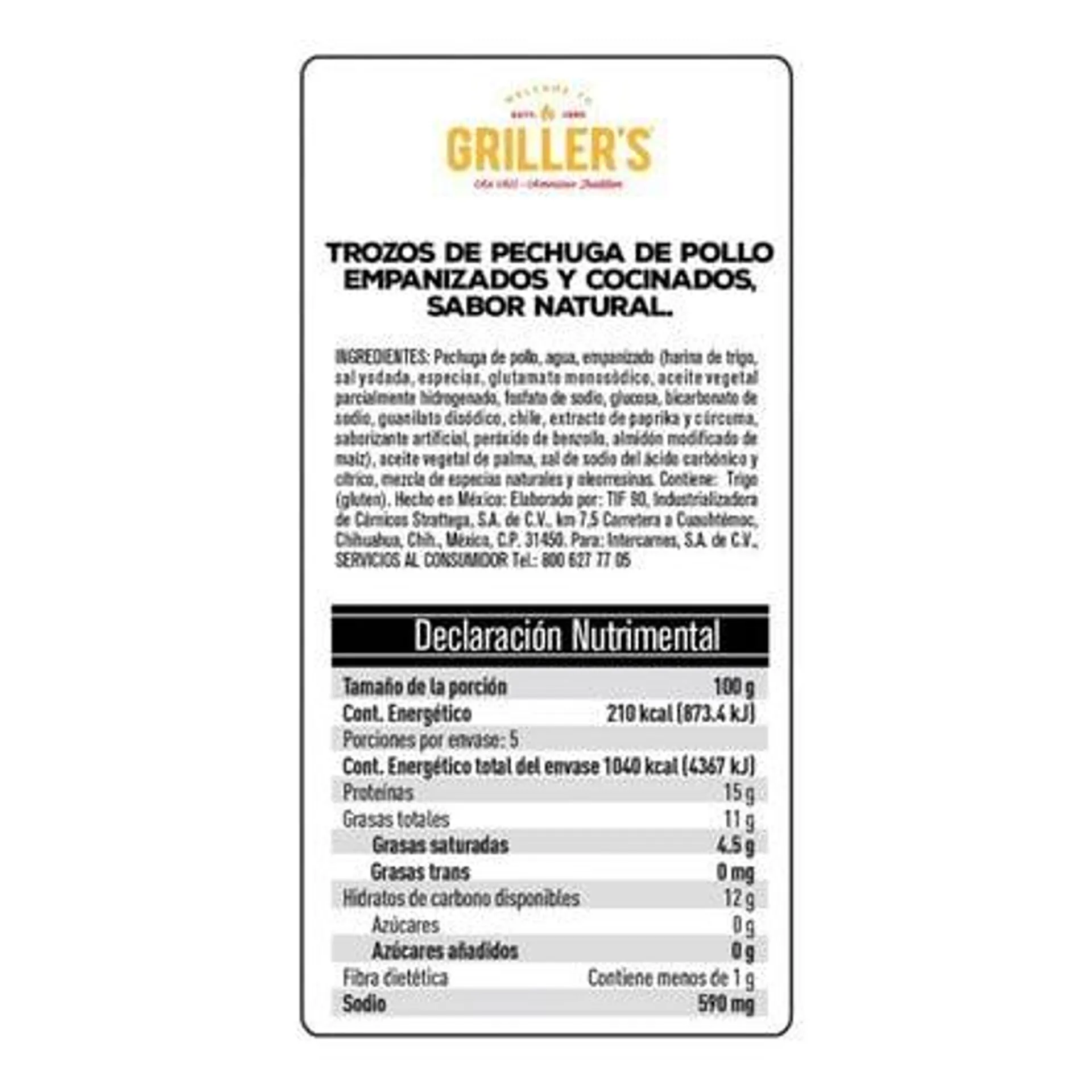 Popcorn de Pollo Griller´s Empanizados 500 g